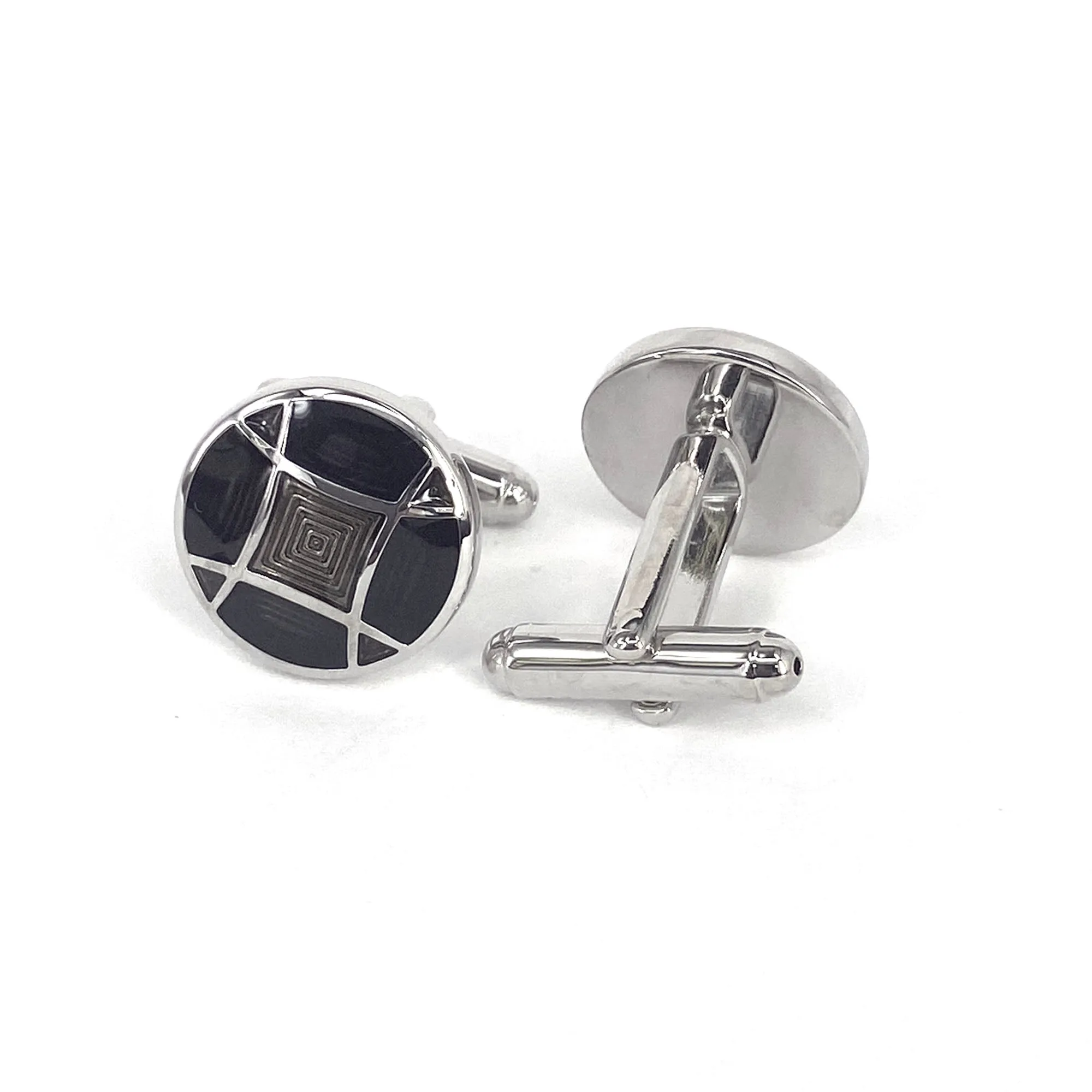 Dark Blue and Brown square Enamel Cufflinks