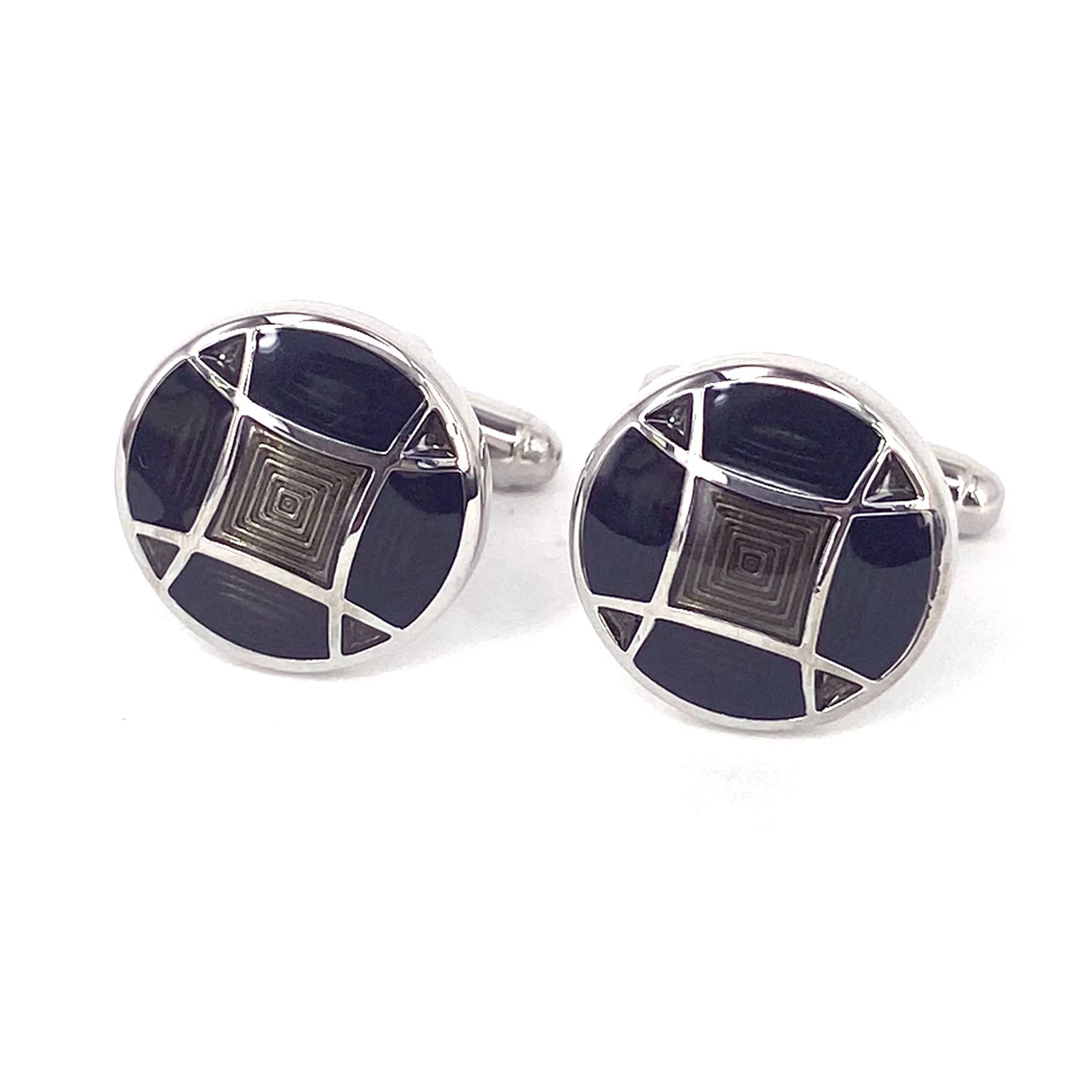 Dark Blue and Brown square Enamel Cufflinks