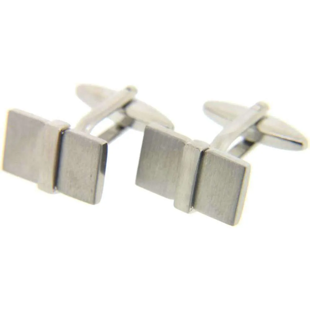 David Van Hagen Rectangle 3D Cufflinks - Silver