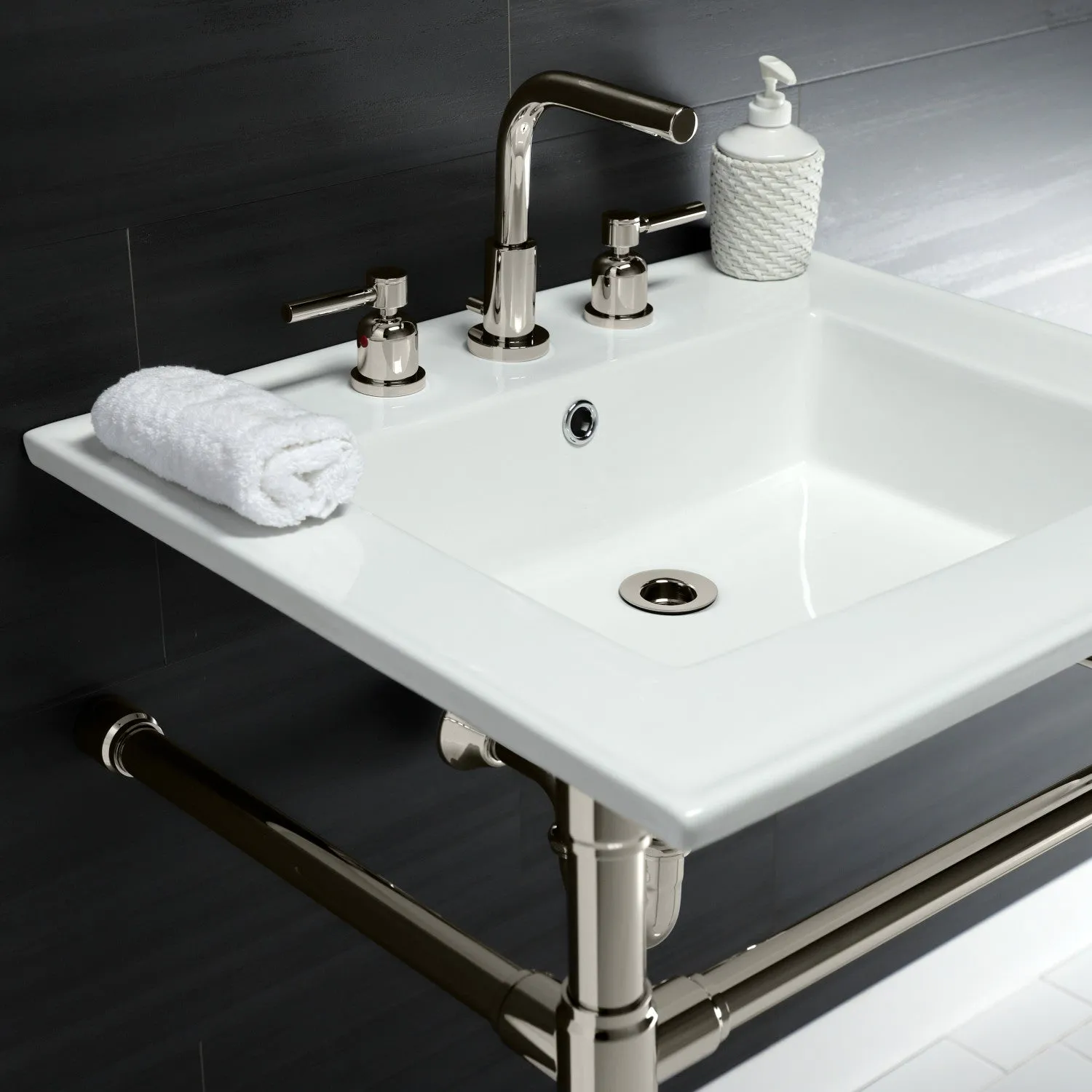 Dreyfuss KVPB25227W86 Console Sink, White/Polished Nickel