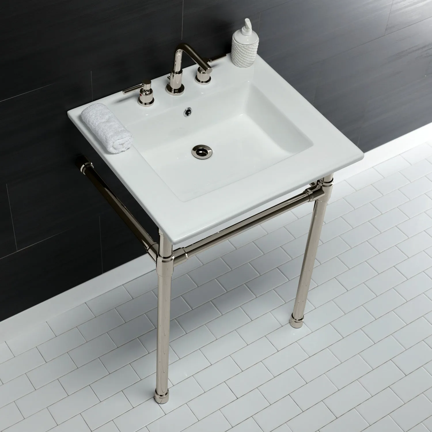 Dreyfuss KVPB25227W86 Console Sink, White/Polished Nickel