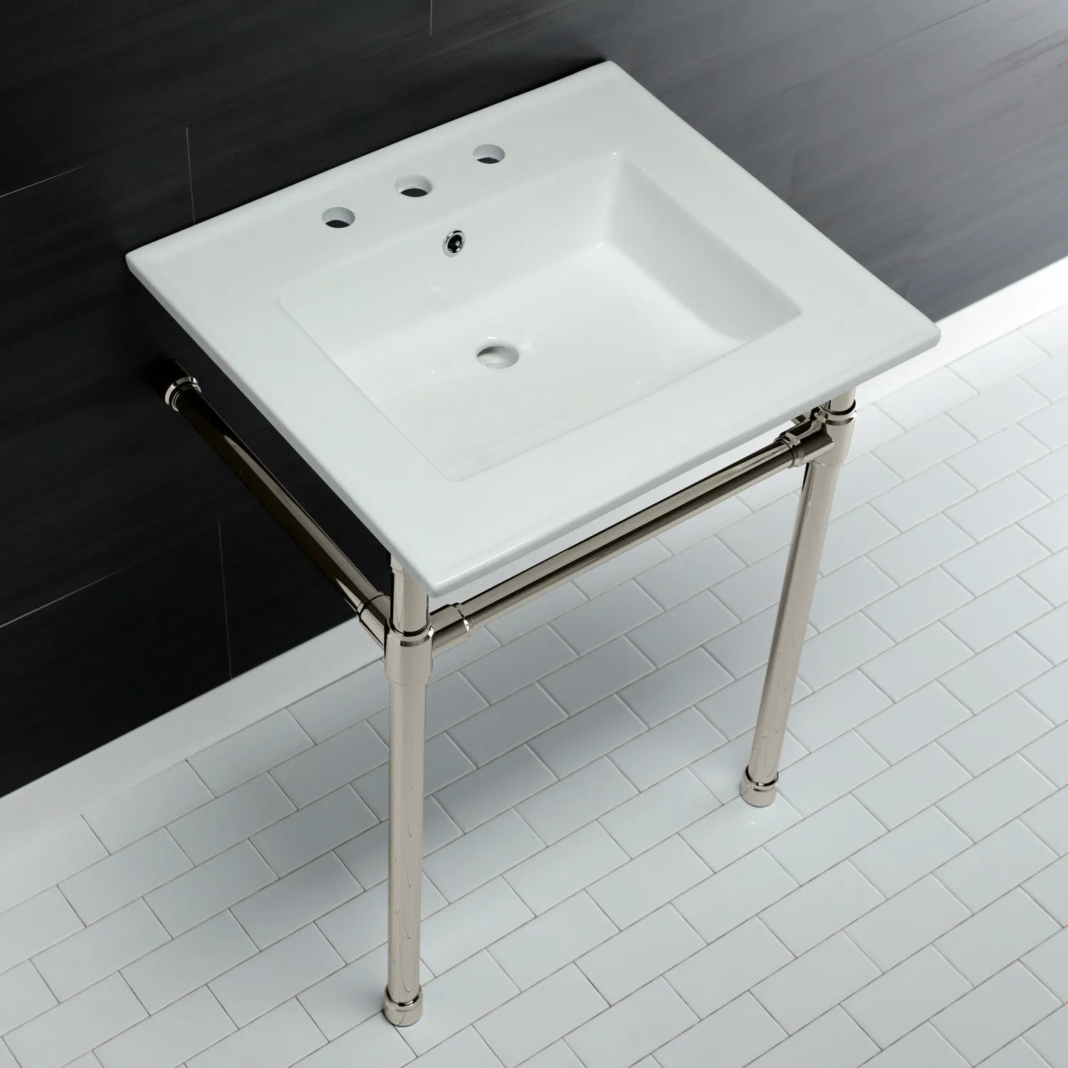 Dreyfuss KVPB25227W86 Console Sink, White/Polished Nickel