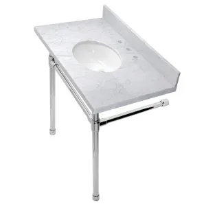 Dreyfuss KVPB36M81ST Console Sink, Marble White/Polished Chrome