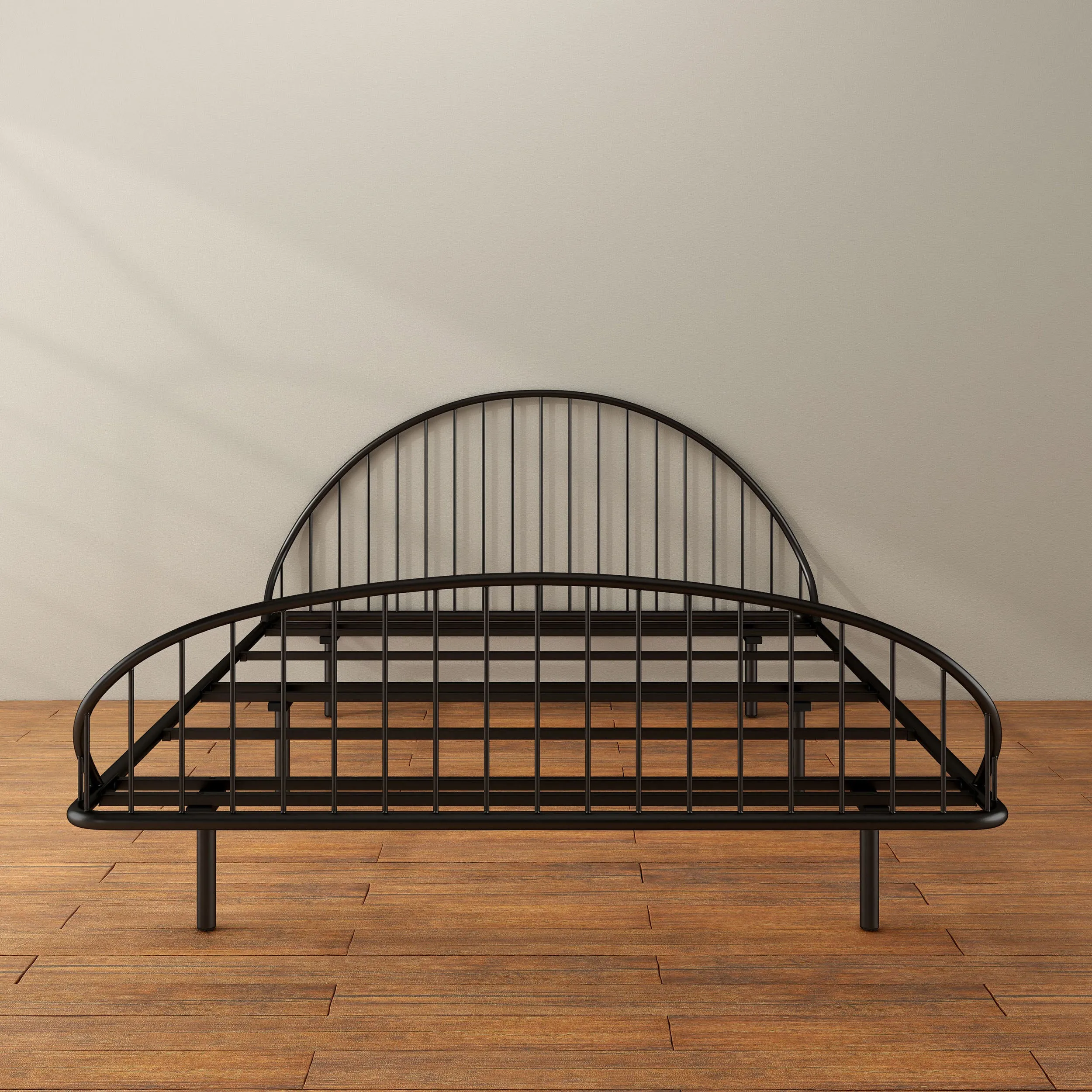 Duke Curved Metal Powder Coated Bed Frame, No Box Spring Needed