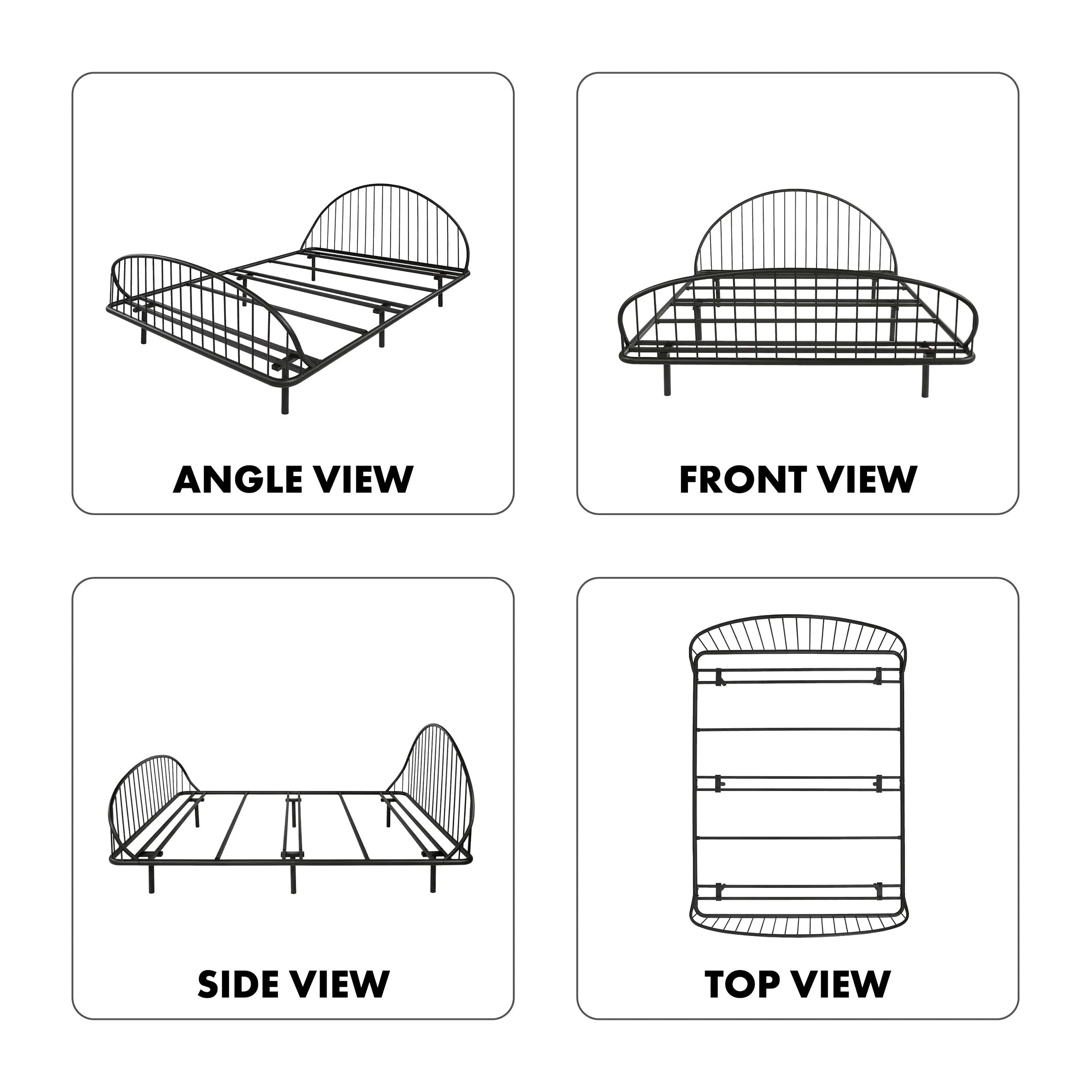 Duke Curved Metal Powder Coated Bed Frame, No Box Spring Needed