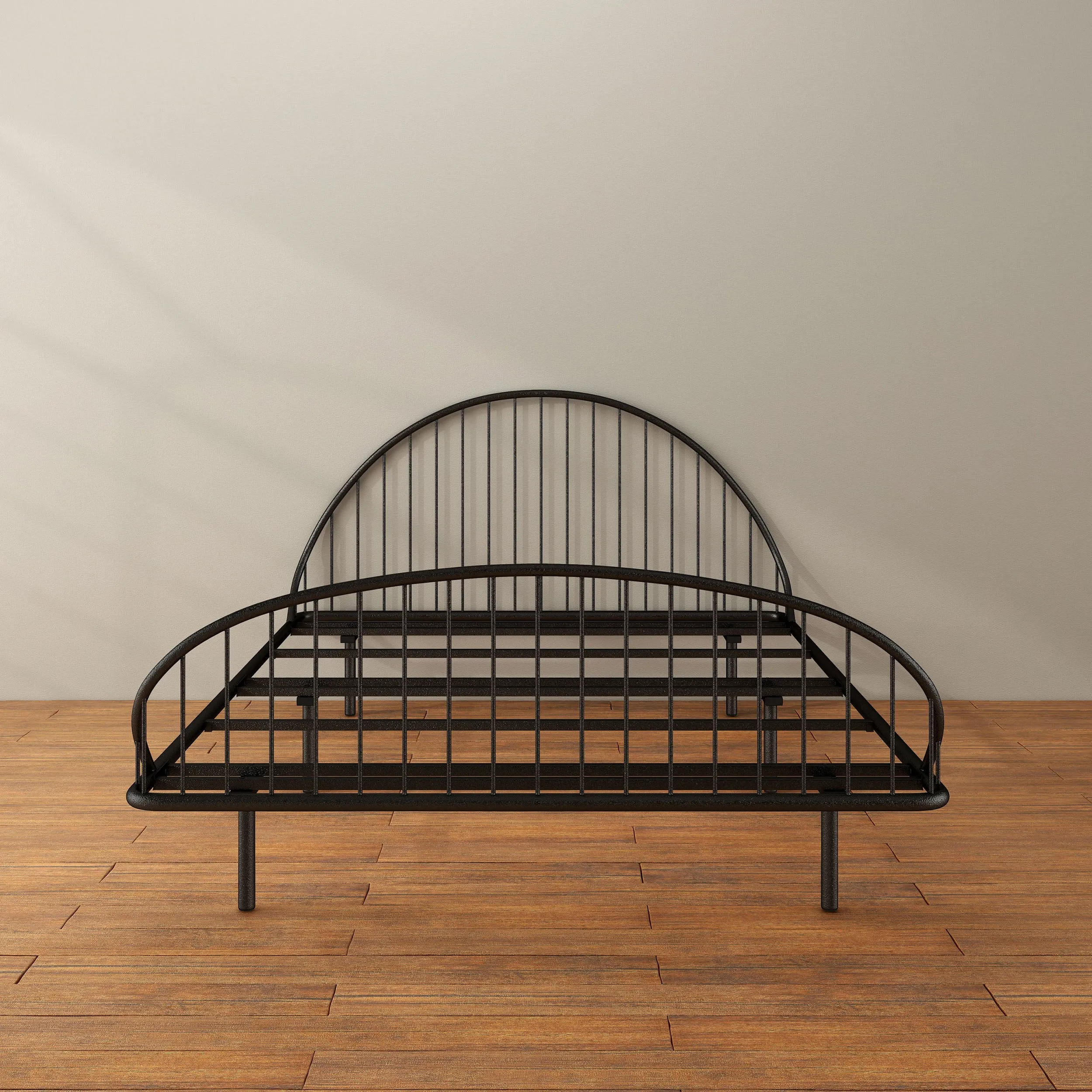 Duke Curved Metal Powder Coated Bed Frame, No Box Spring Needed