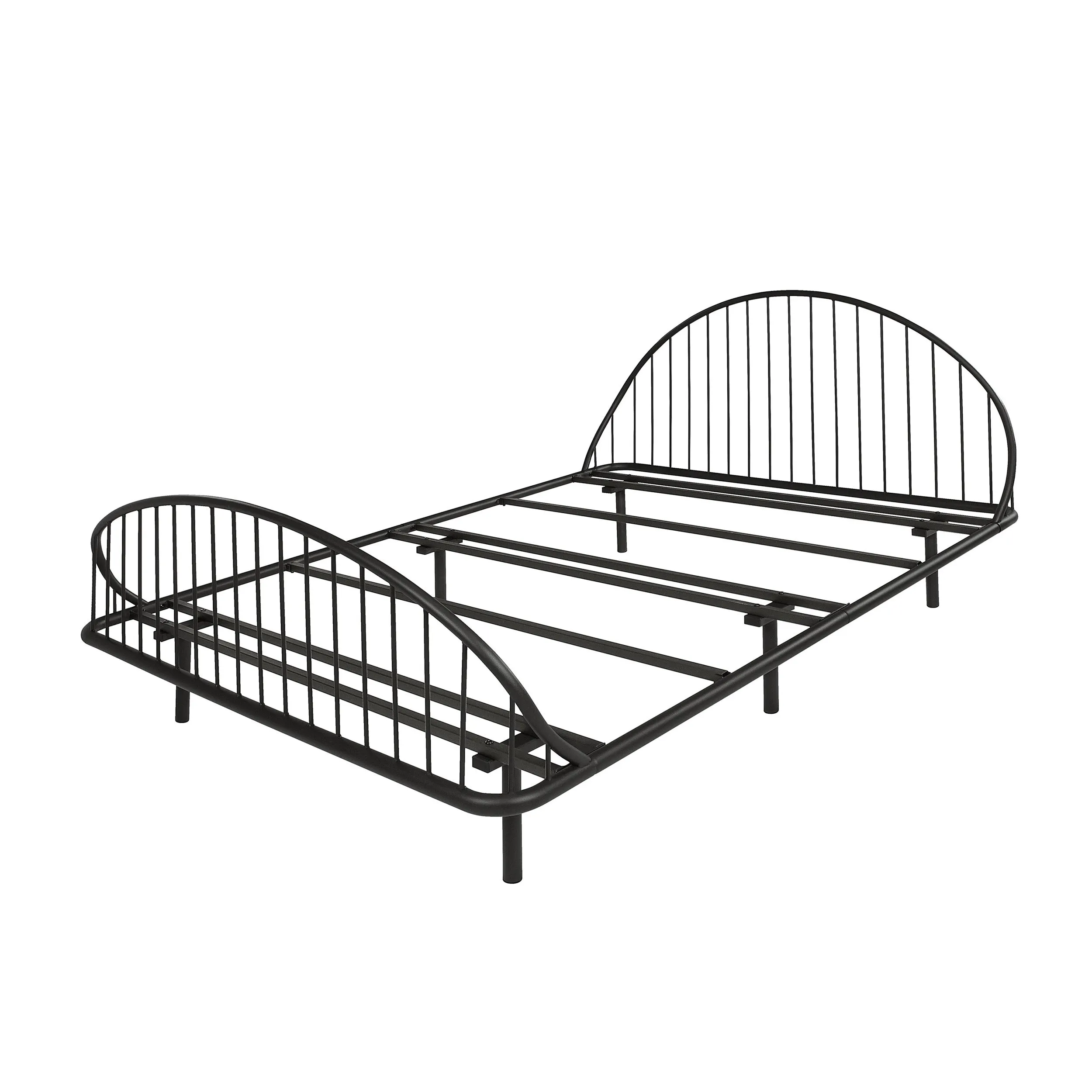 Duke Curved Metal Powder Coated Bed Frame, No Box Spring Needed