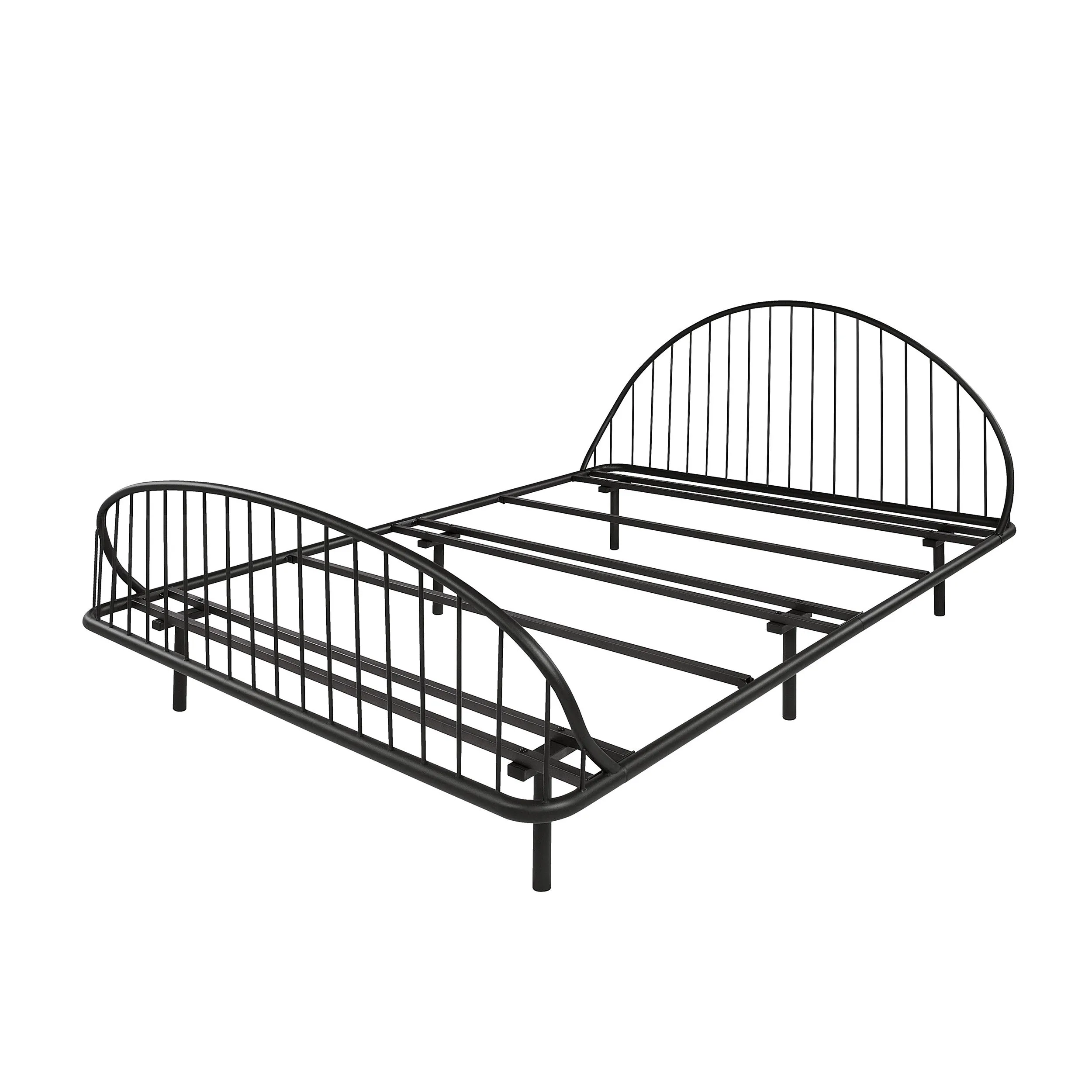 Duke Curved Metal Powder Coated Bed Frame, No Box Spring Needed