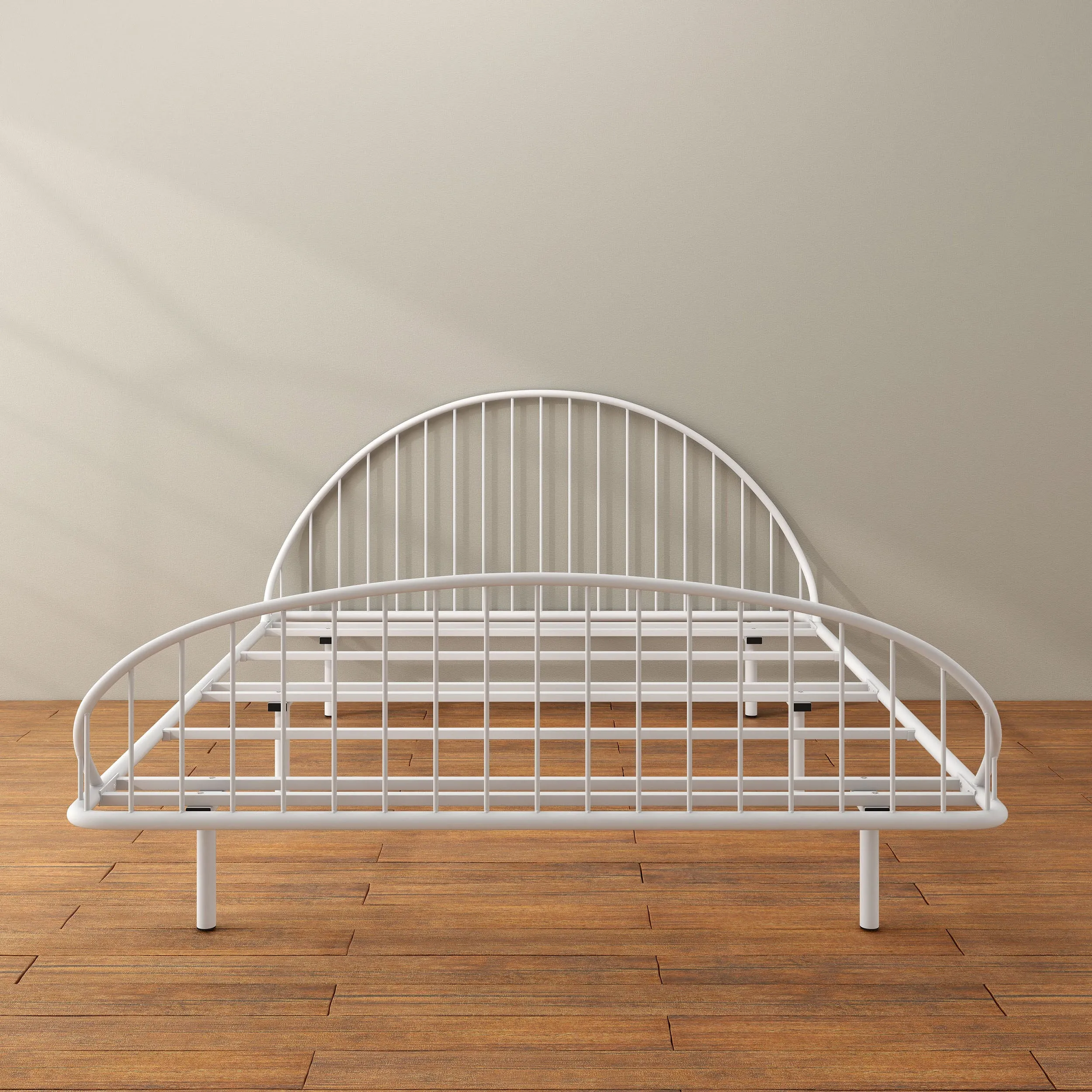 Duke Curved Metal Powder Coated Bed Frame, No Box Spring Needed