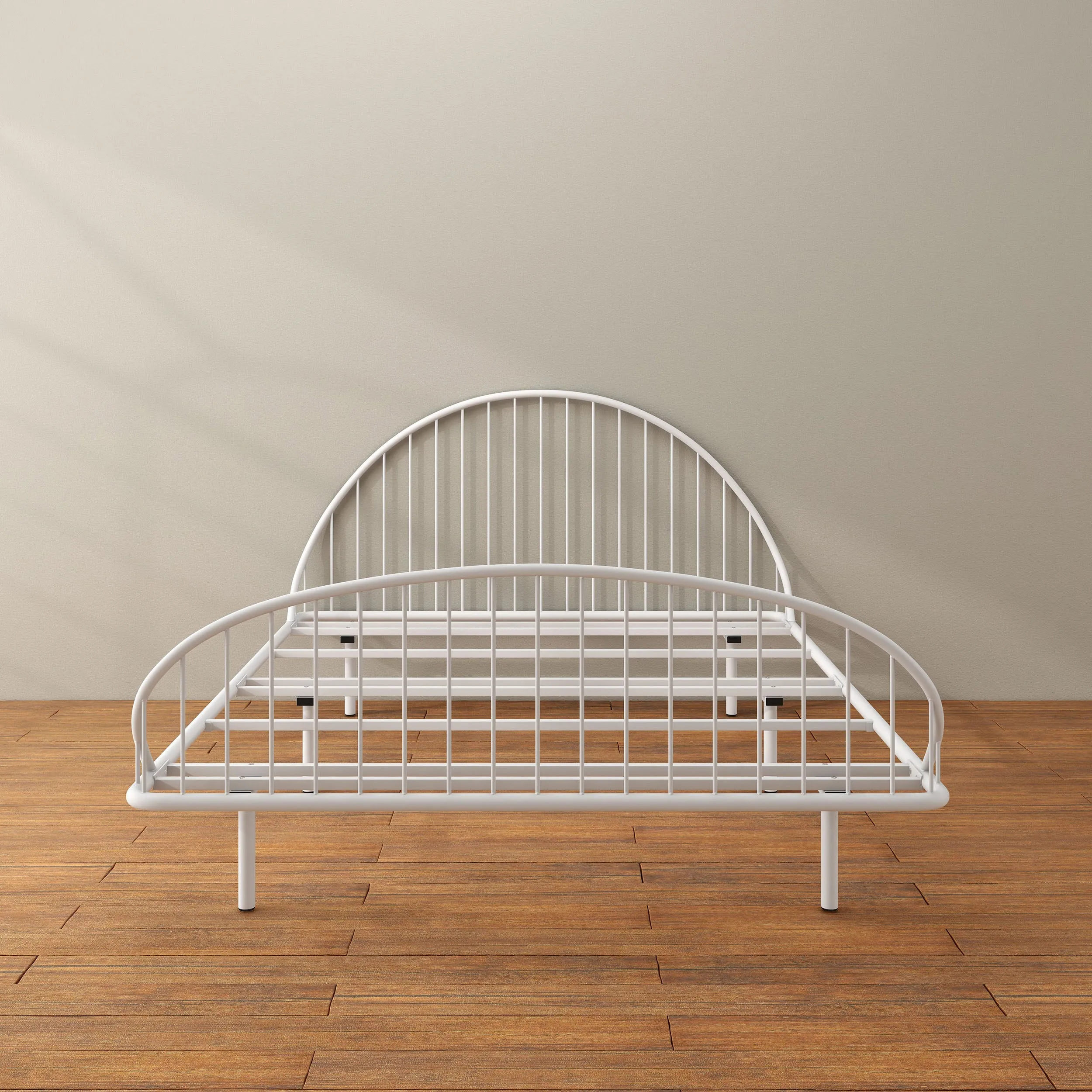 Duke Curved Metal Powder Coated Bed Frame, No Box Spring Needed