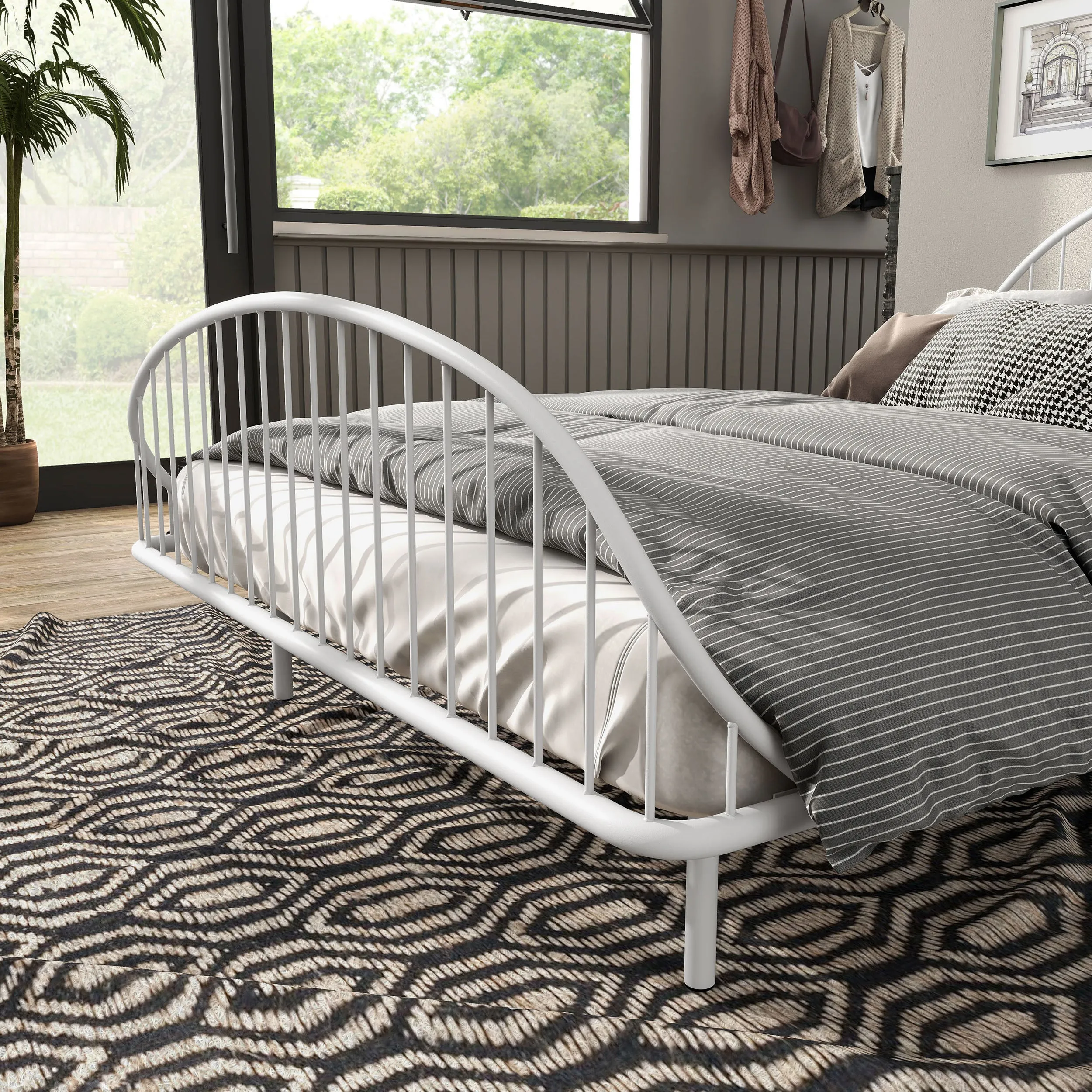 Duke Curved Metal Powder Coated Bed Frame, No Box Spring Needed