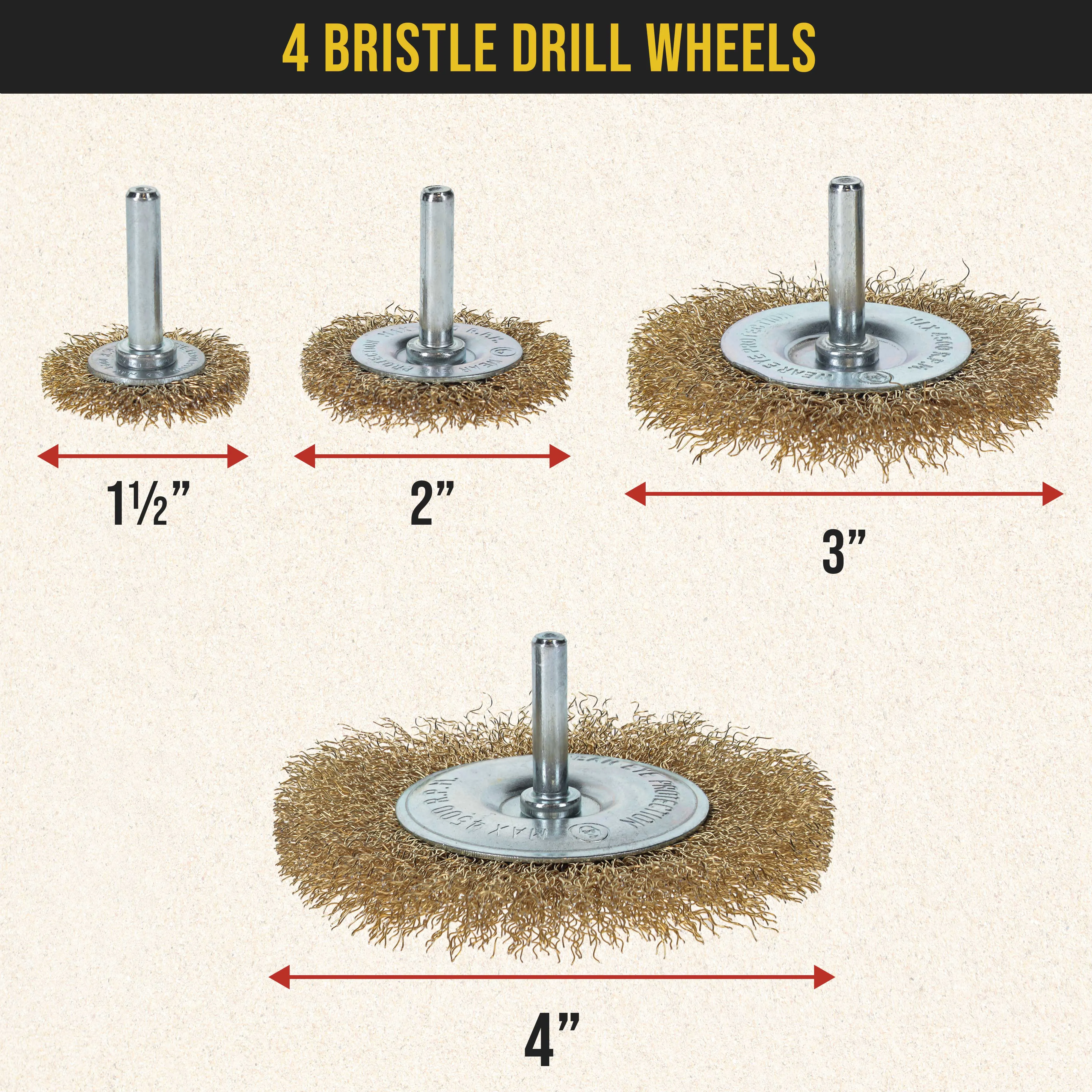 Dura-Gold 12-Piece Abrasive Brass-Coated Wire Wheel, Cup Brush, and End Brush Set, 1/4" Drill Shank - Clean Remove Grind, Strip Rust, Corrosion, Paint