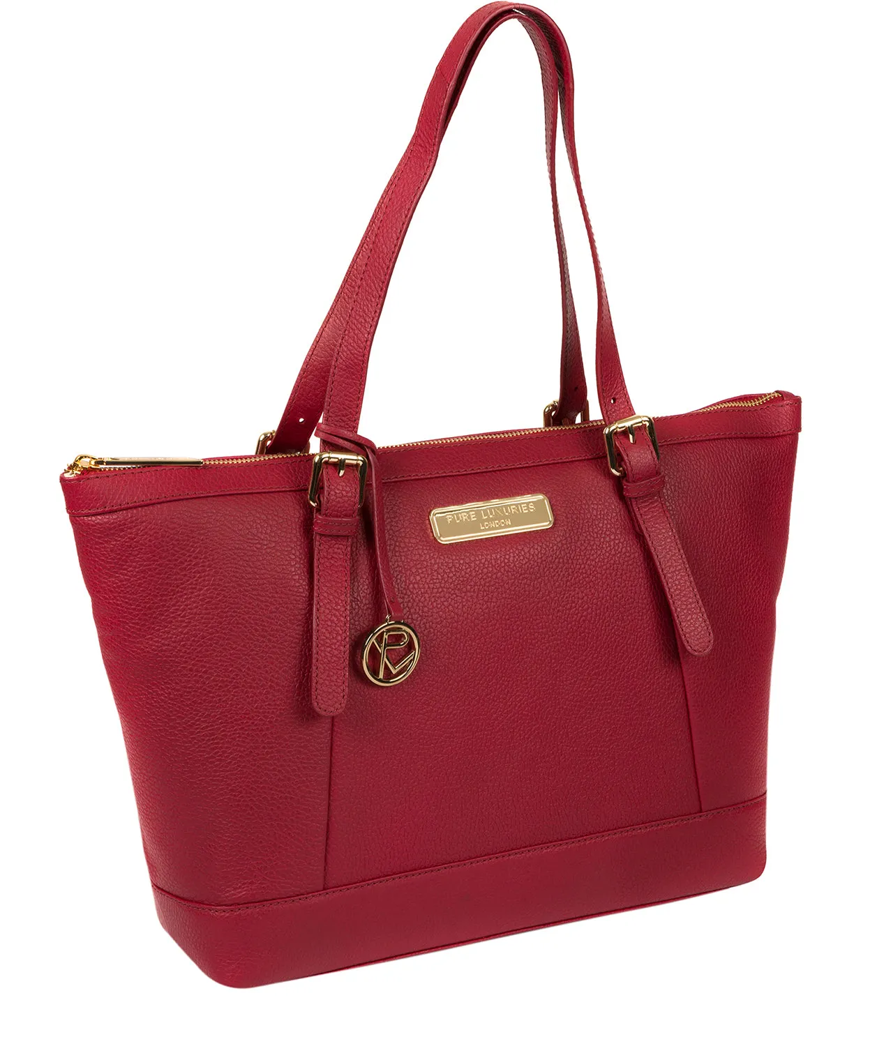 'Emily' Berry Red Leather Tote Bag