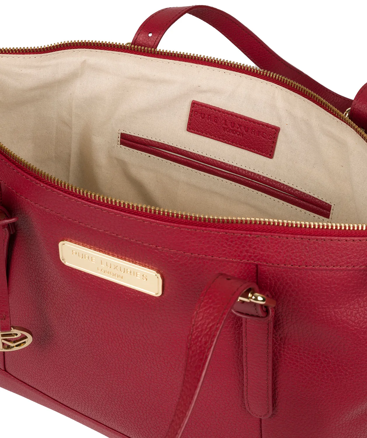 'Emily' Berry Red Leather Tote Bag