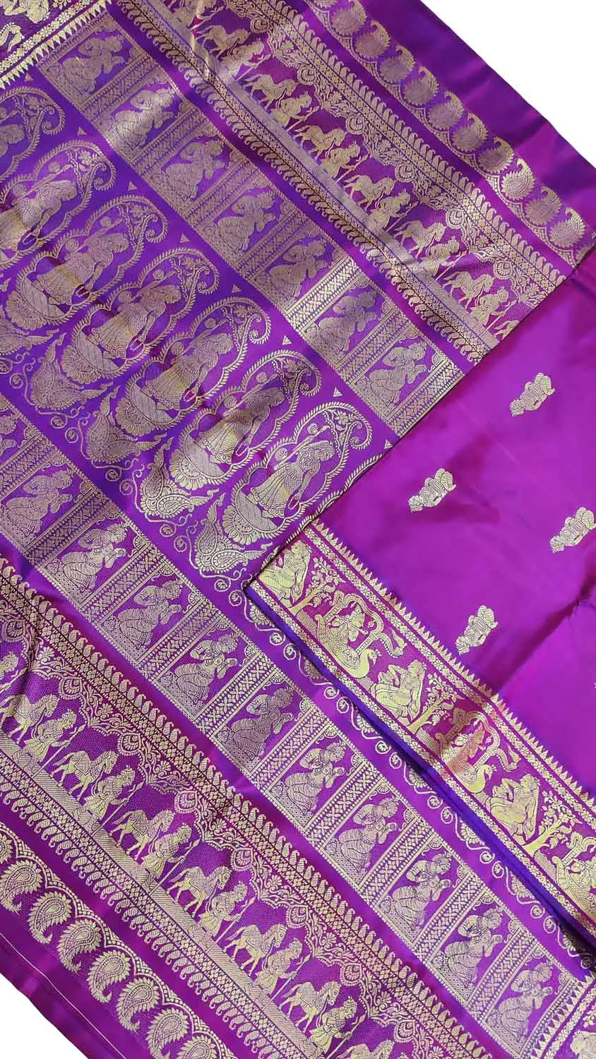 Exquisite Purple Baluchari Silk Saree - Handloom Beauty