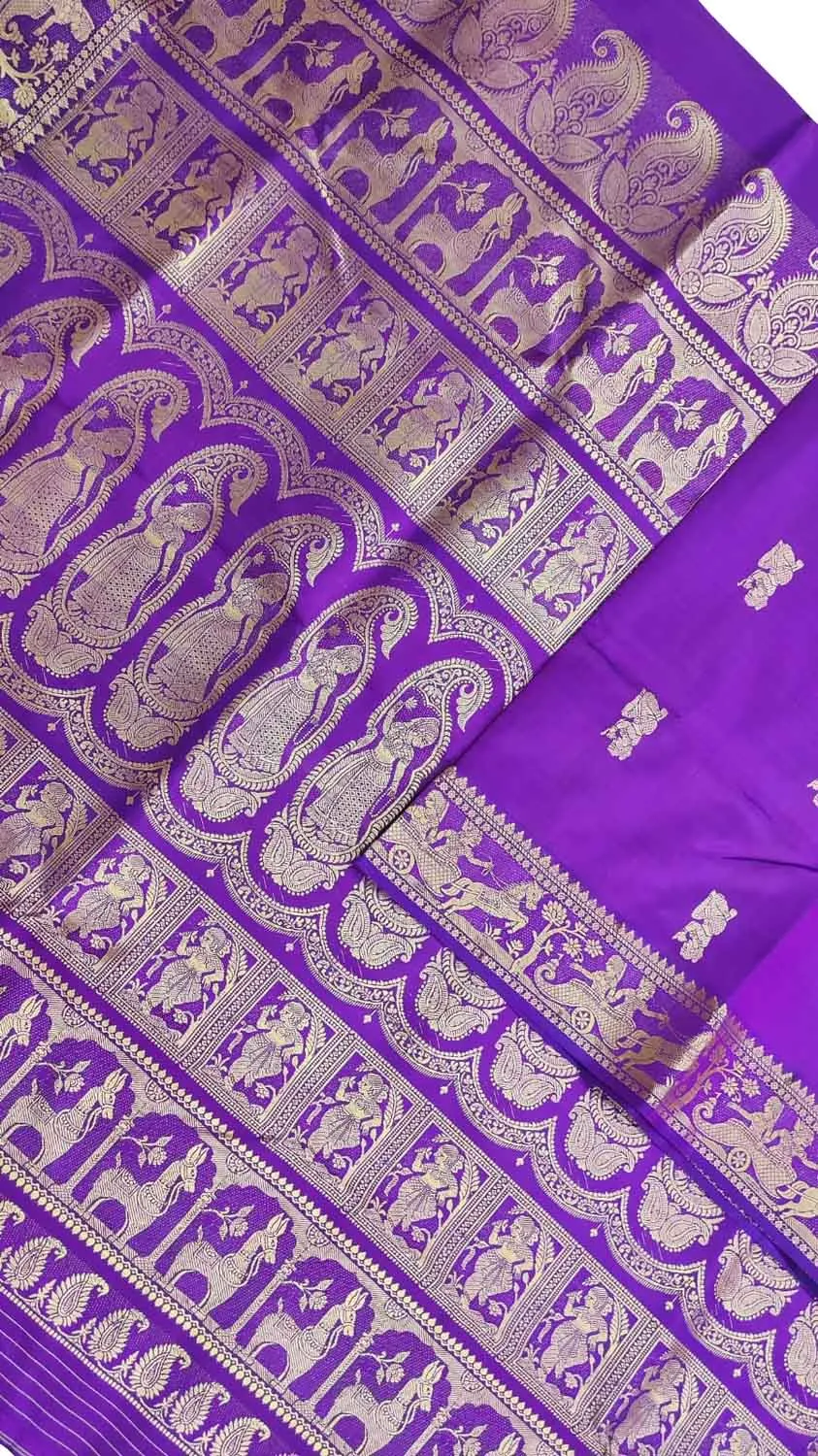 Exquisite Purple Baluchari Silk Saree Handloom