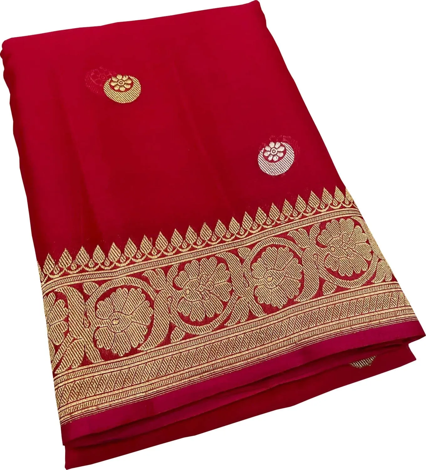 Exquisite Red Banarasi Handloom Pure Kora Organza Dupatta