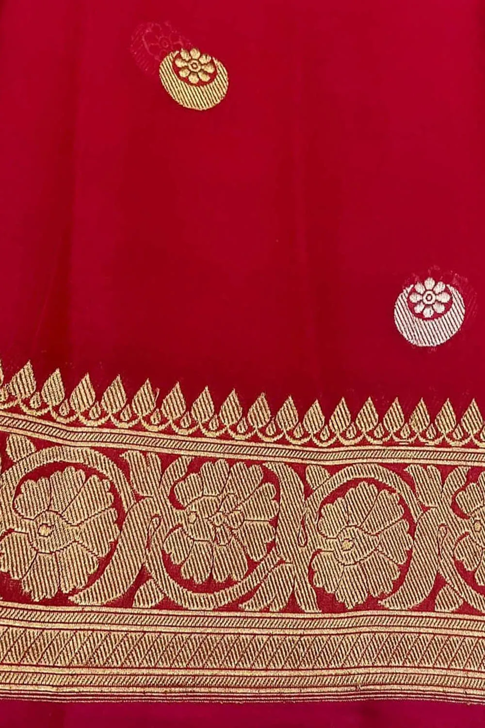 Exquisite Red Banarasi Handloom Pure Kora Organza Dupatta