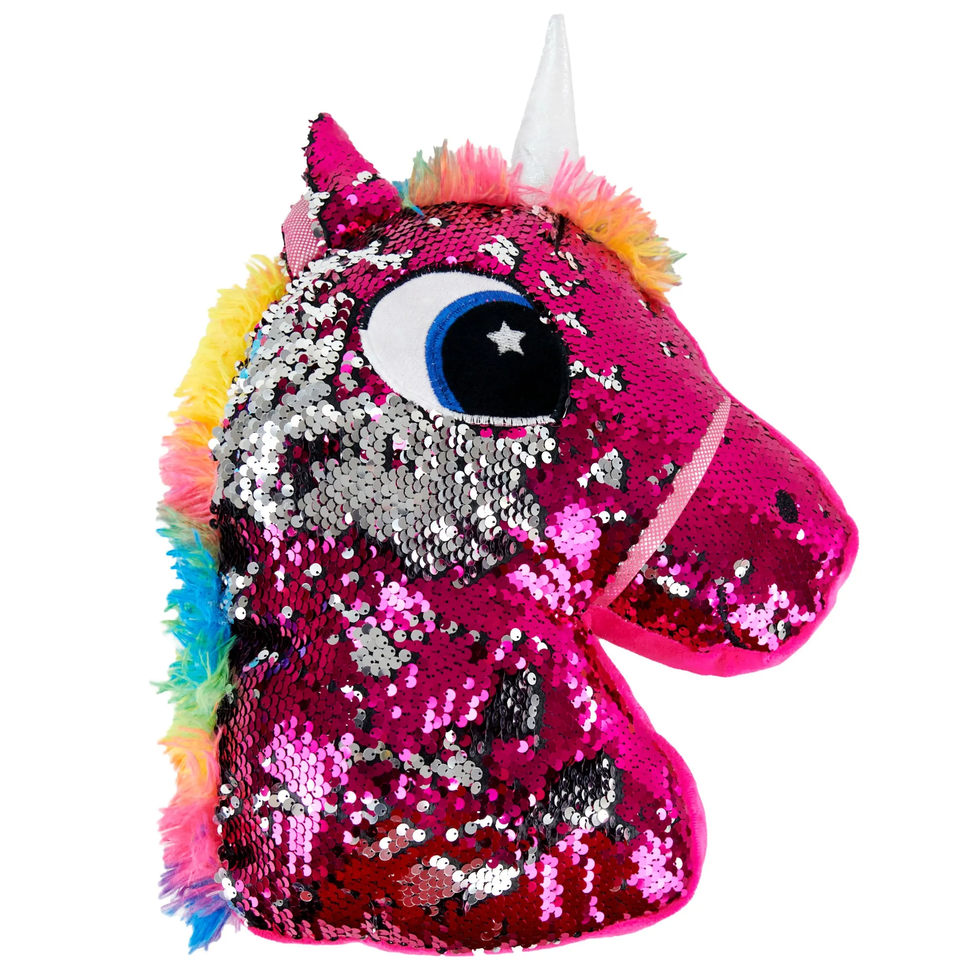 Formr Junior Novelty Cushion, Unicorn with Pink Sequin- 35cm