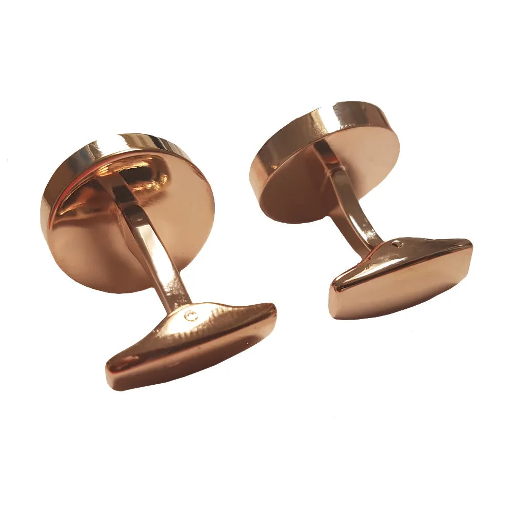 FULL CARTON - 50 Pairs x Cufflinks - Premier Range - Rose Gold - Round