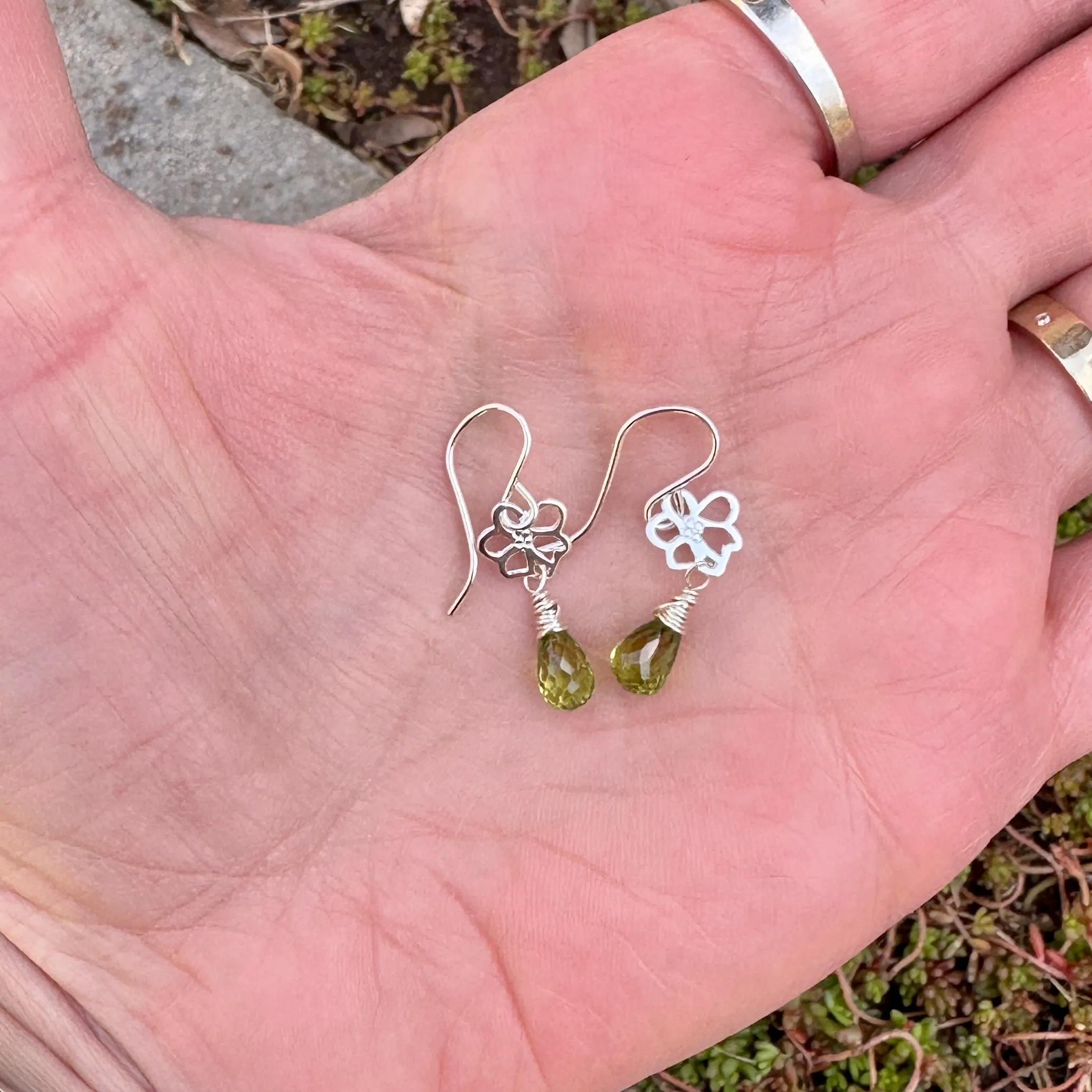 Gemstone Flower Earrings