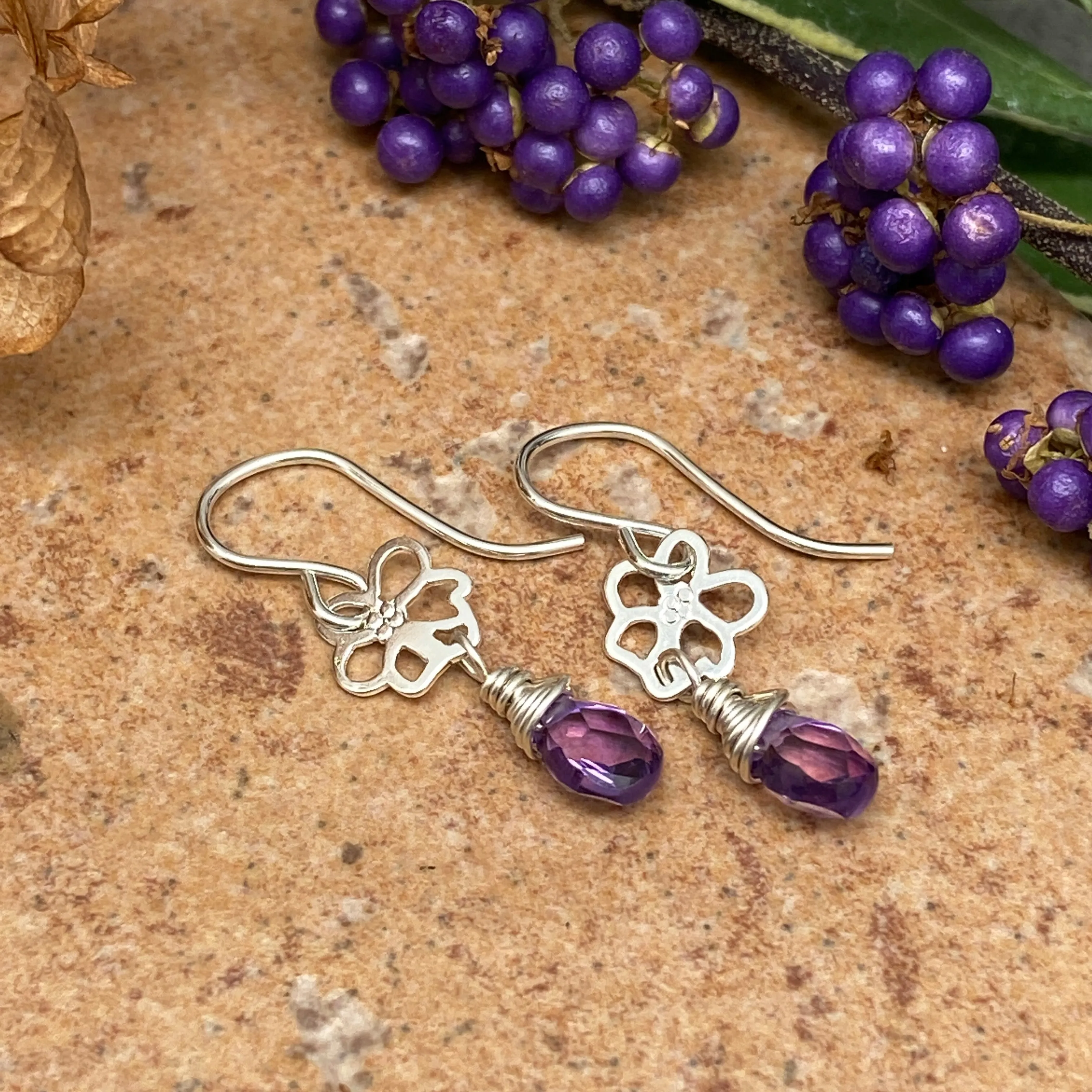 Gemstone Flower Earrings