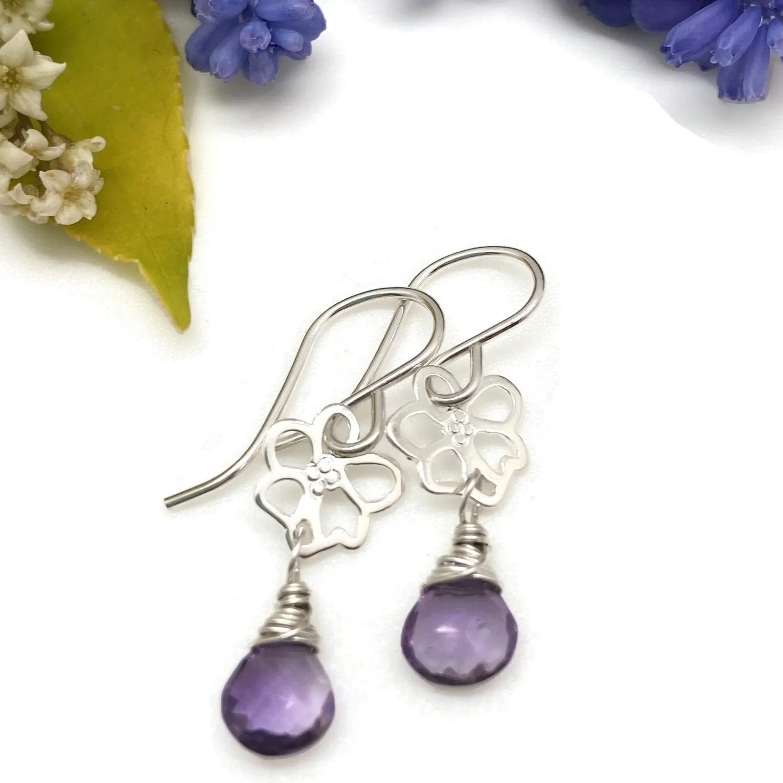 Gemstone Flower Earrings