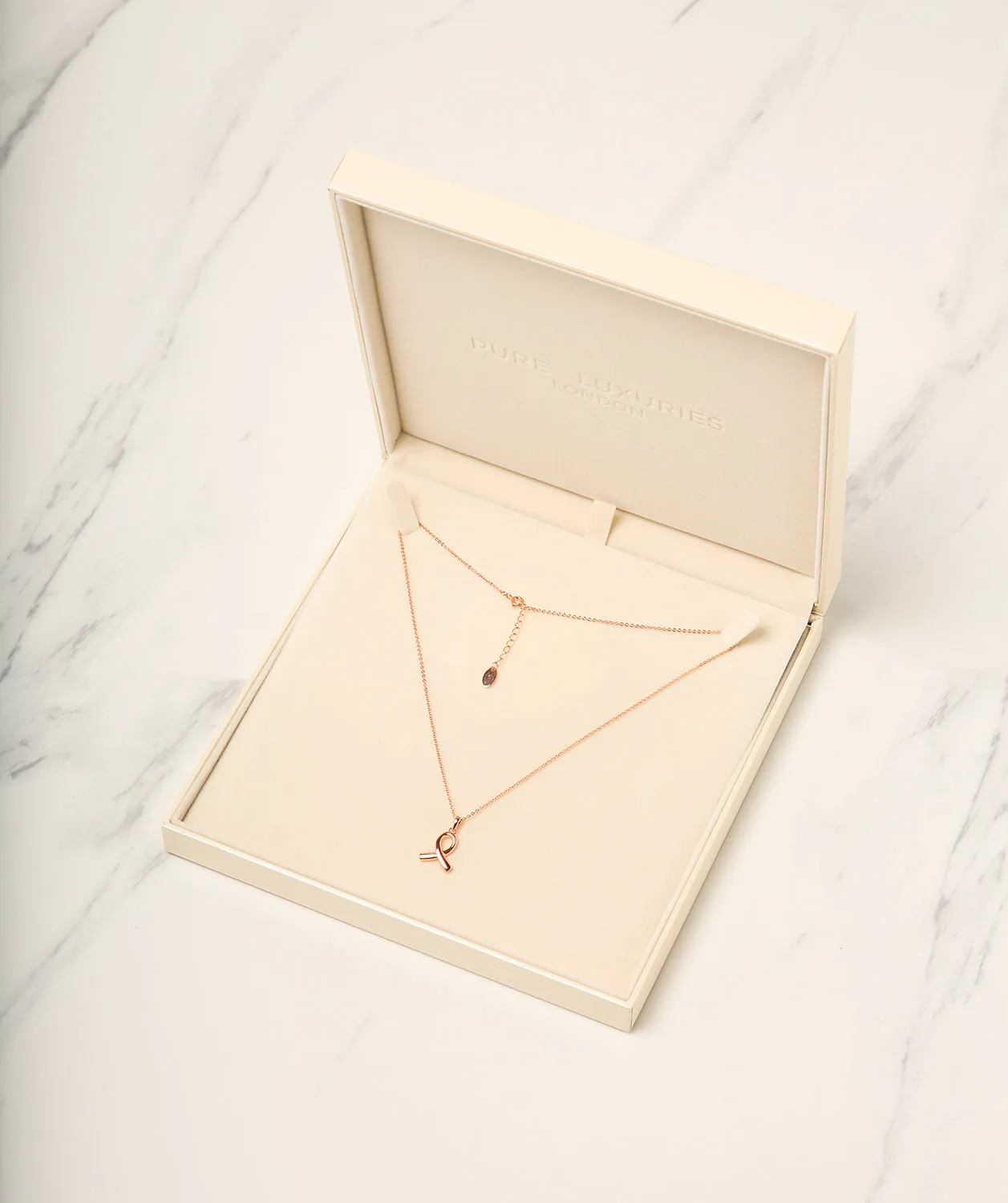 Gift Packaged 'Anson' 18ct Rose Gold Plated 925 Silver Ribbon Design Necklace