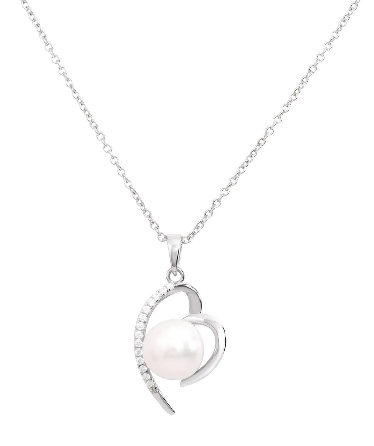 Gift Packaged 'Aurora' Rhodium Plated 925 Silver with Freshwater Pearl Necklace