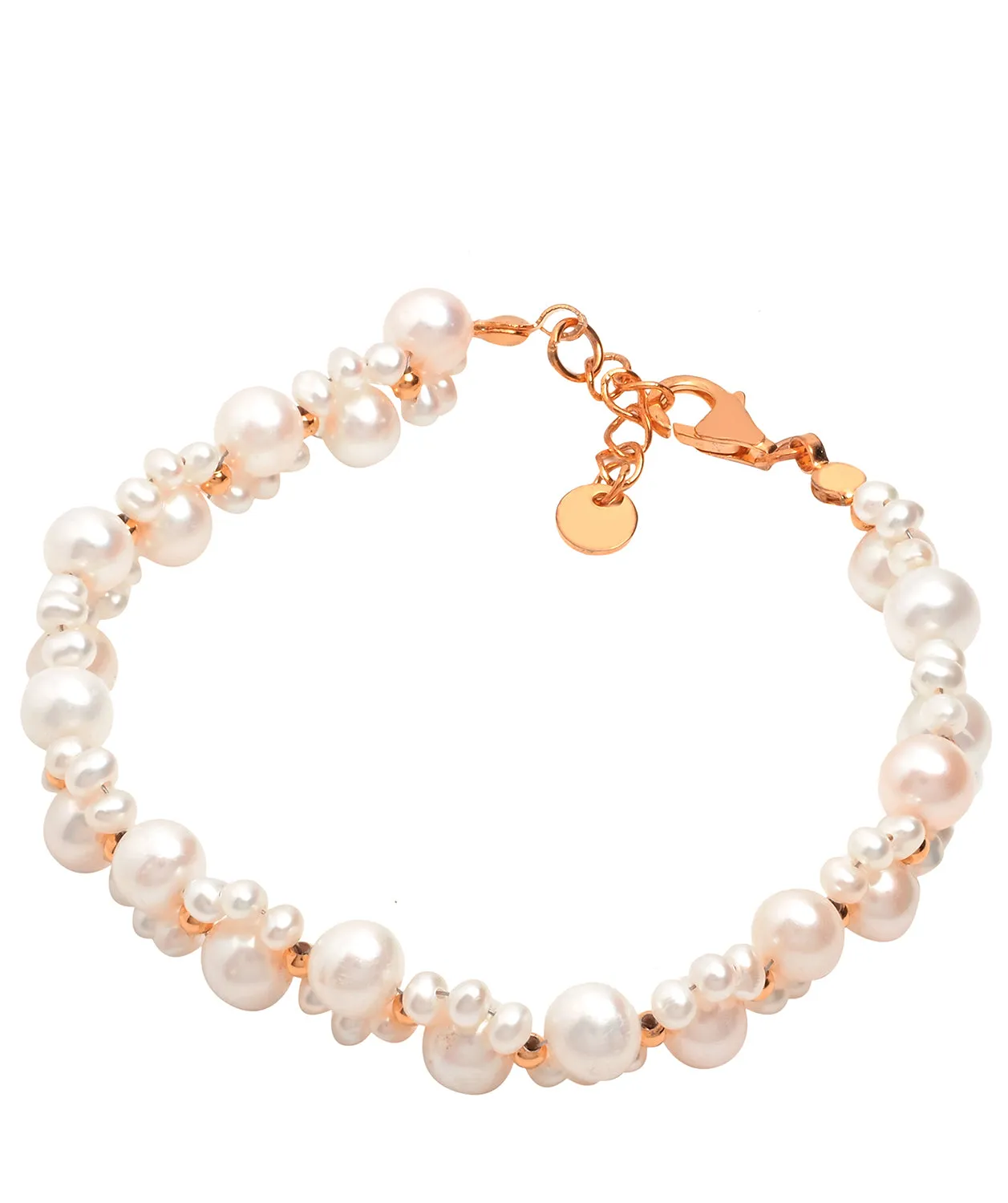 Gift Packaged 'Frances' 18ct Rose Gold Plated Sterling Silver Freshwater Pearl Cluster Bracelet