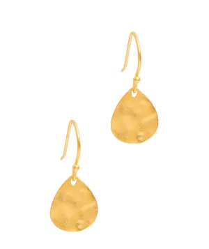 Gift Packaged 'Jamesina' Hammered 18ct Yellow Gold Plated Sterling Silver Drop Earrings