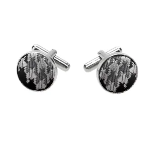 Gray Houndstooth Fabric Cufflinks