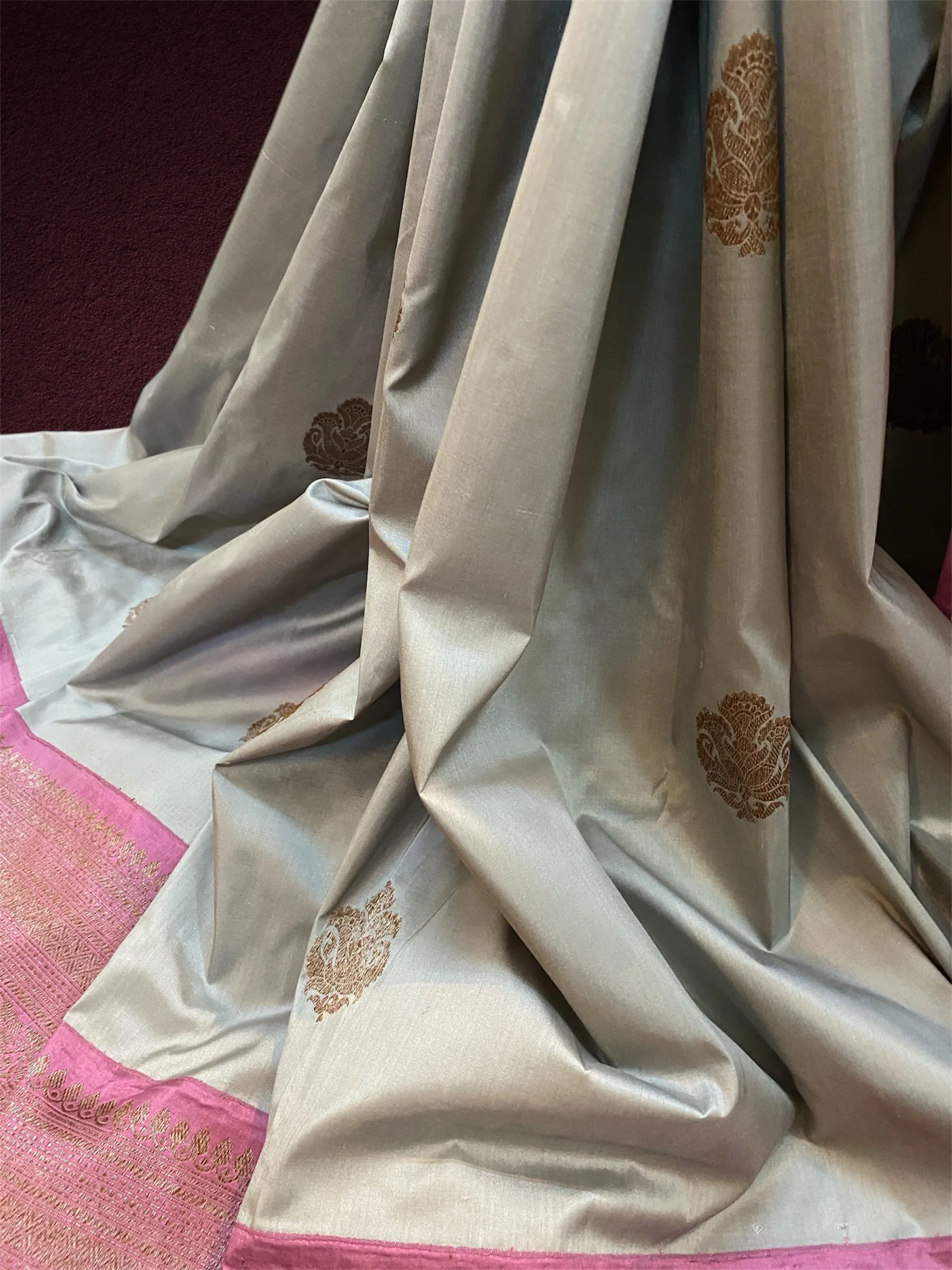 Grey Pure Silk Traditional Banarasi Saree with Kadhwa Butis