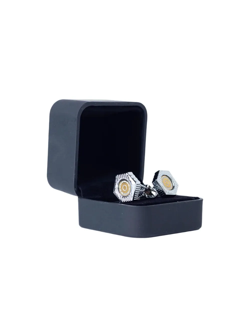 Hexagonal Cufflinks with Gold Accents