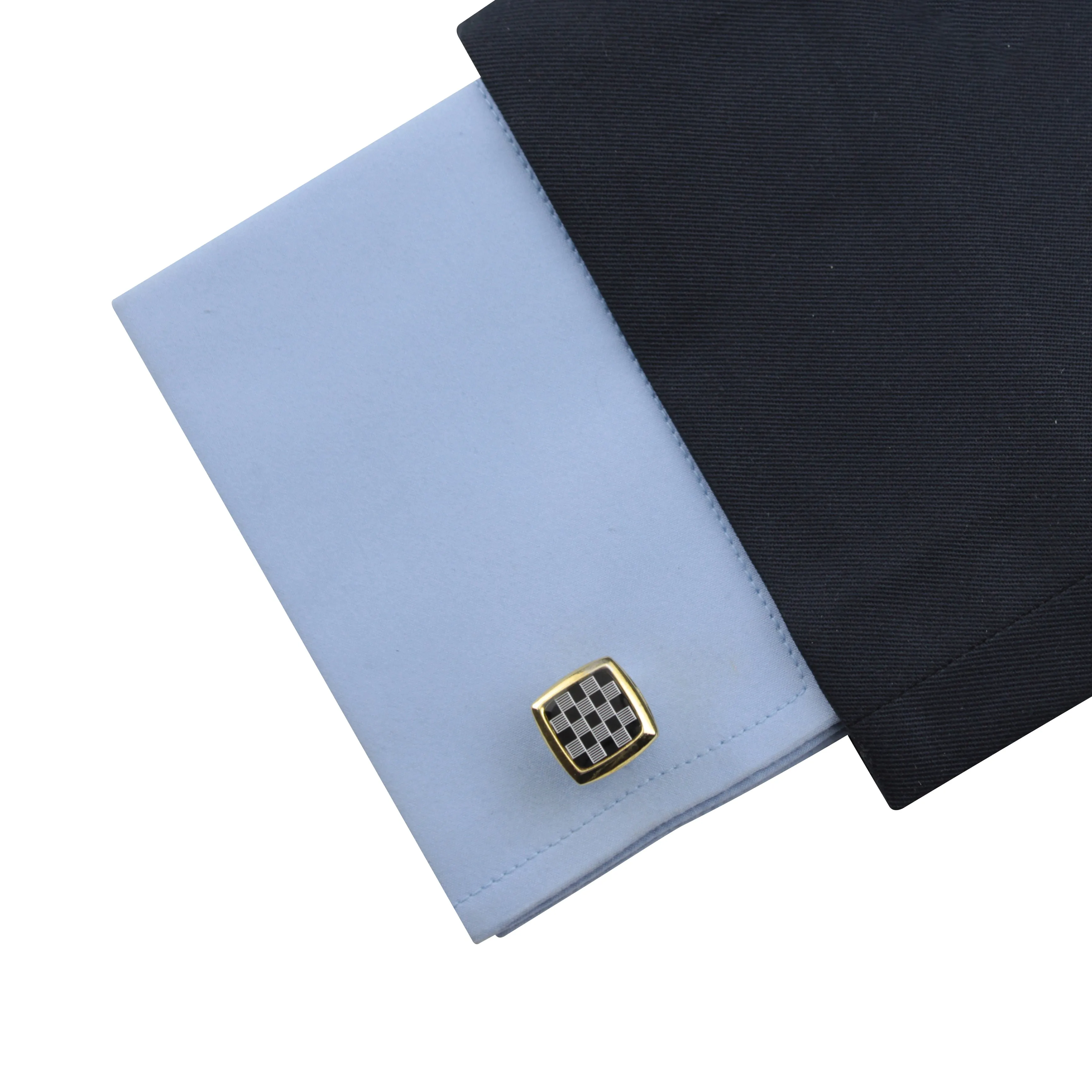 Kavove The Check Prix Black & Golden Cufflink For Men