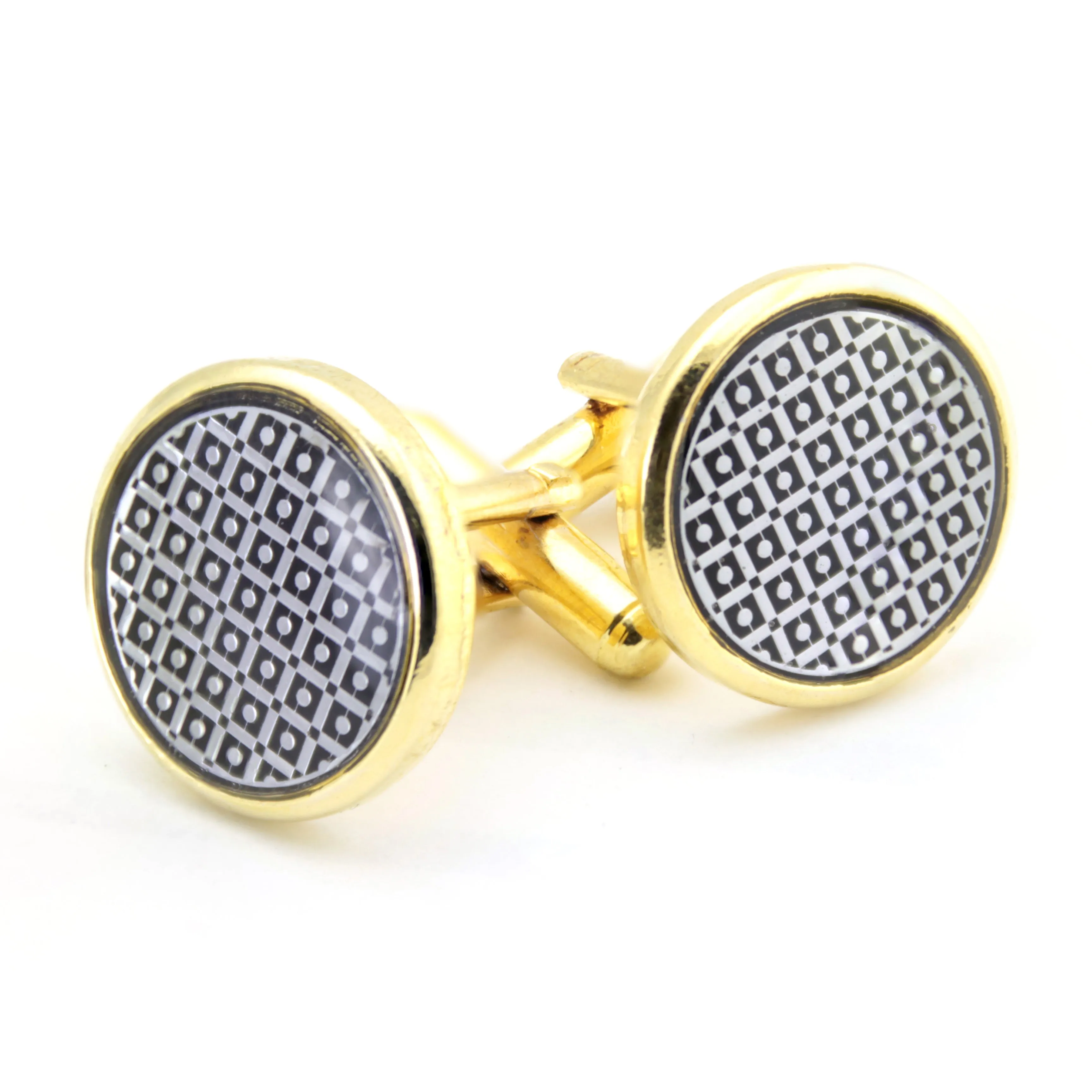 Kavove The Polka Smash Silver & Golden Cufflink For Men