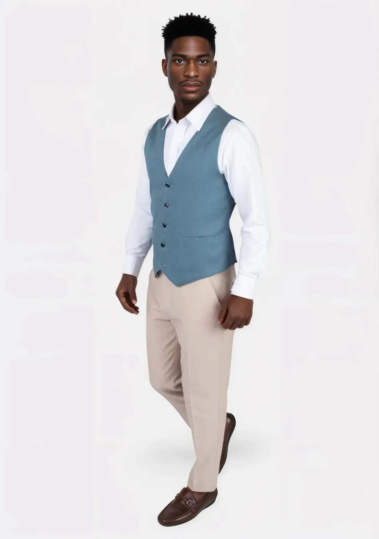 Koi Blue Linen Vest