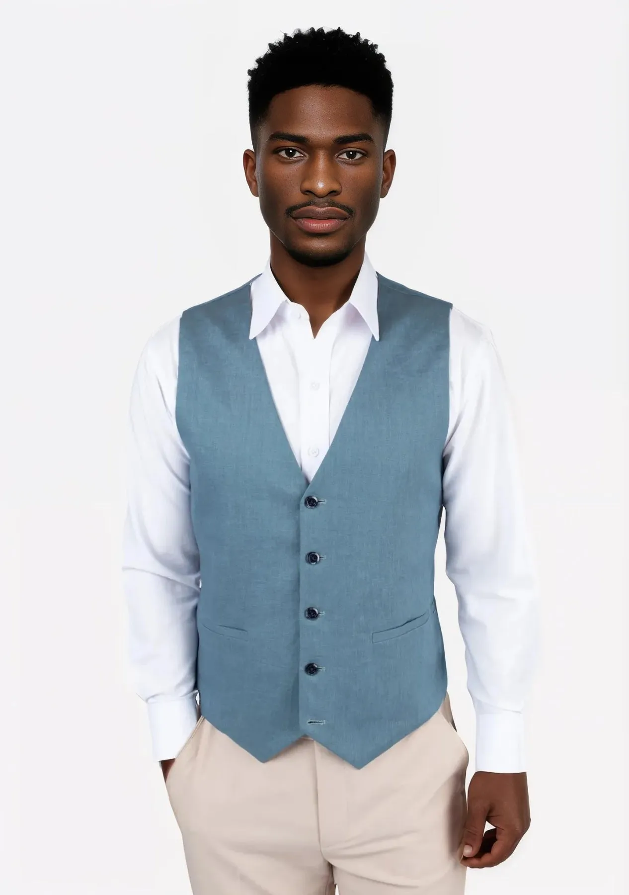 Koi Blue Linen Vest