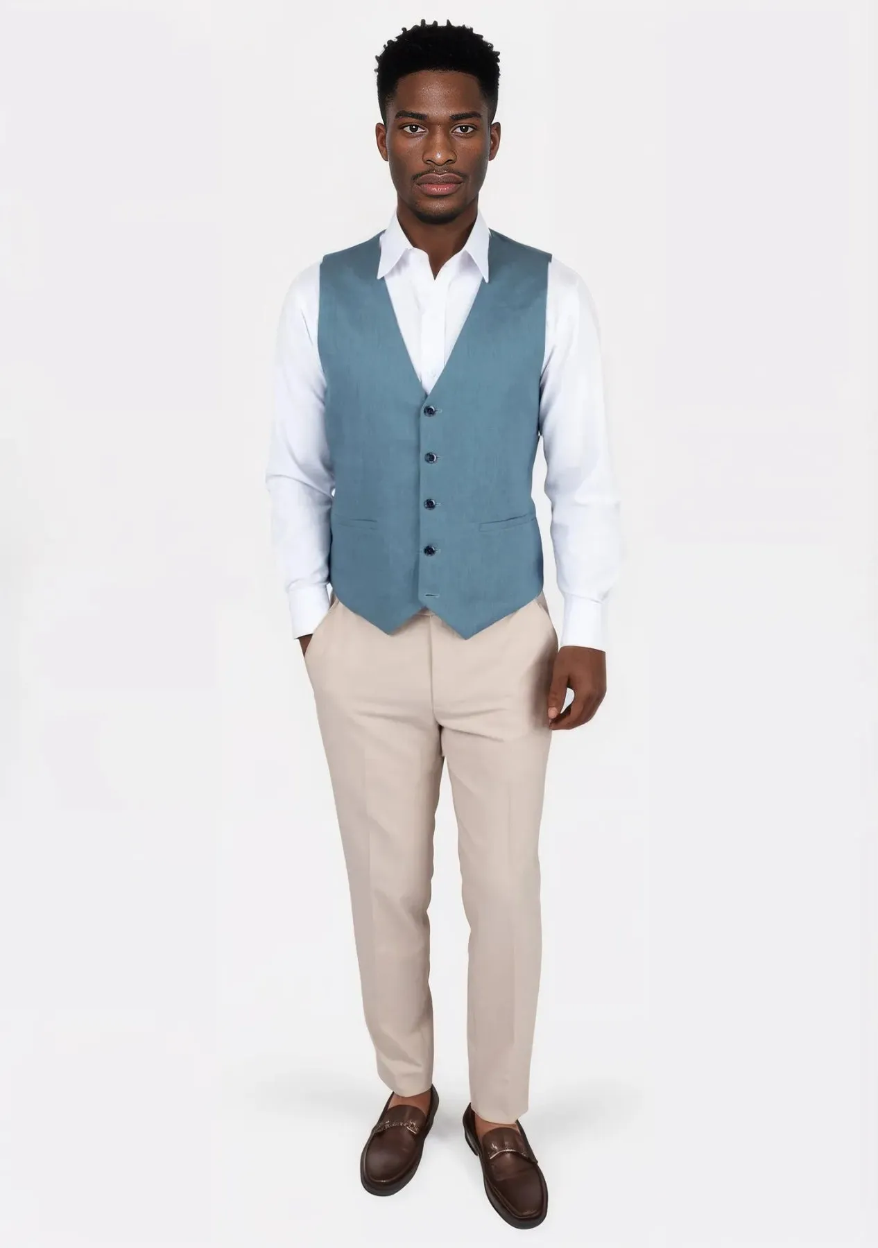 Koi Blue Linen Vest