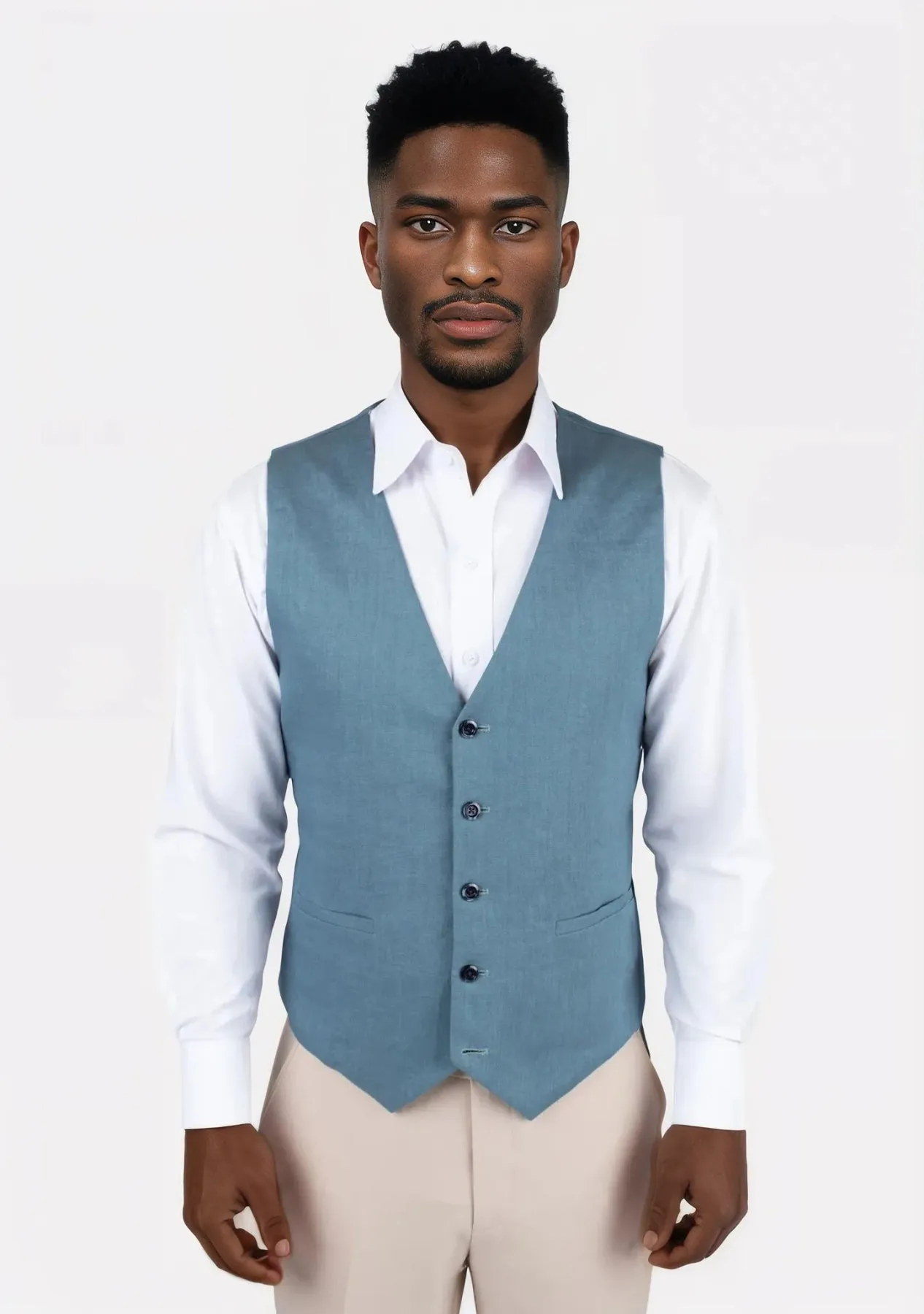 Koi Blue Linen Vest