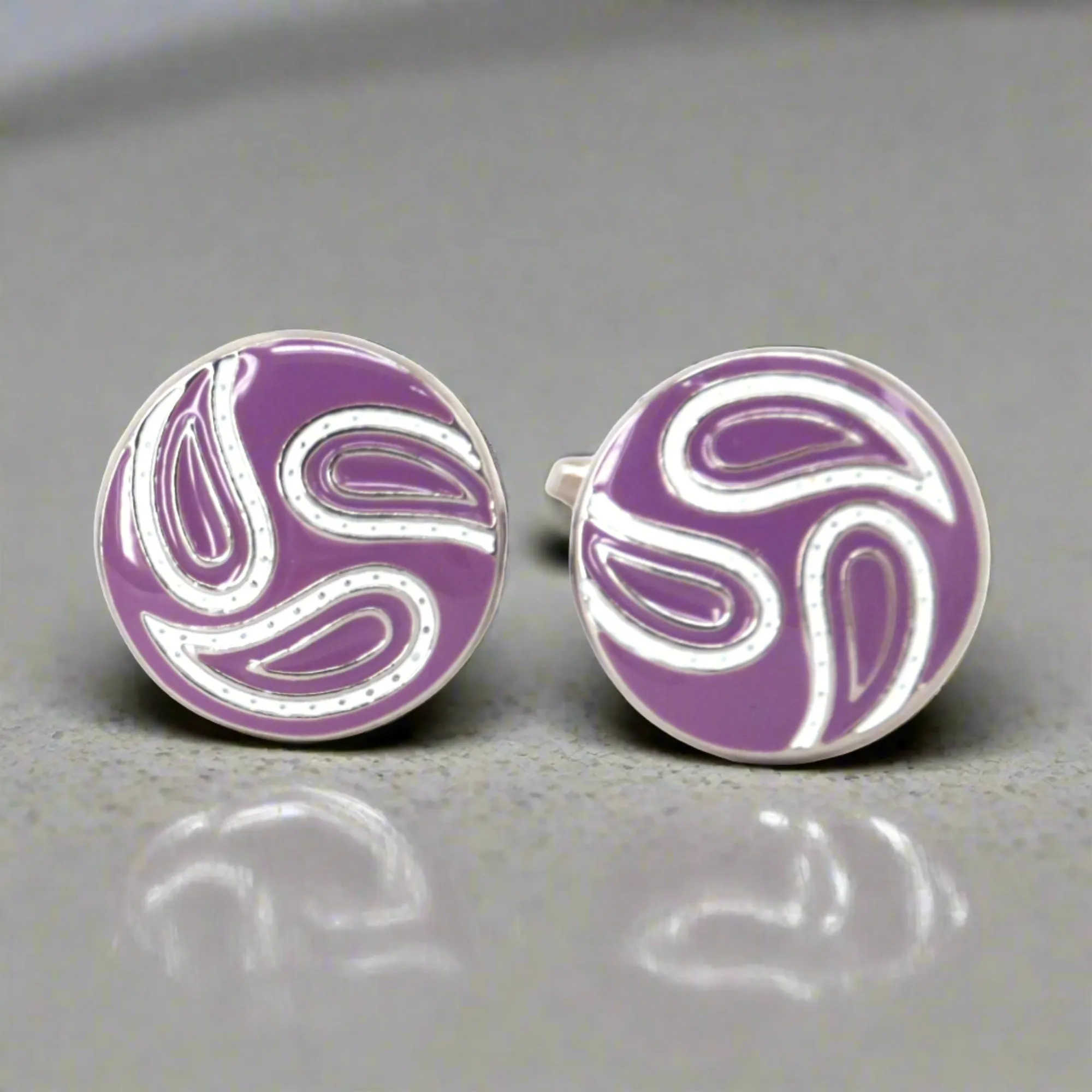 Light Purple Round paisley Cufflinks