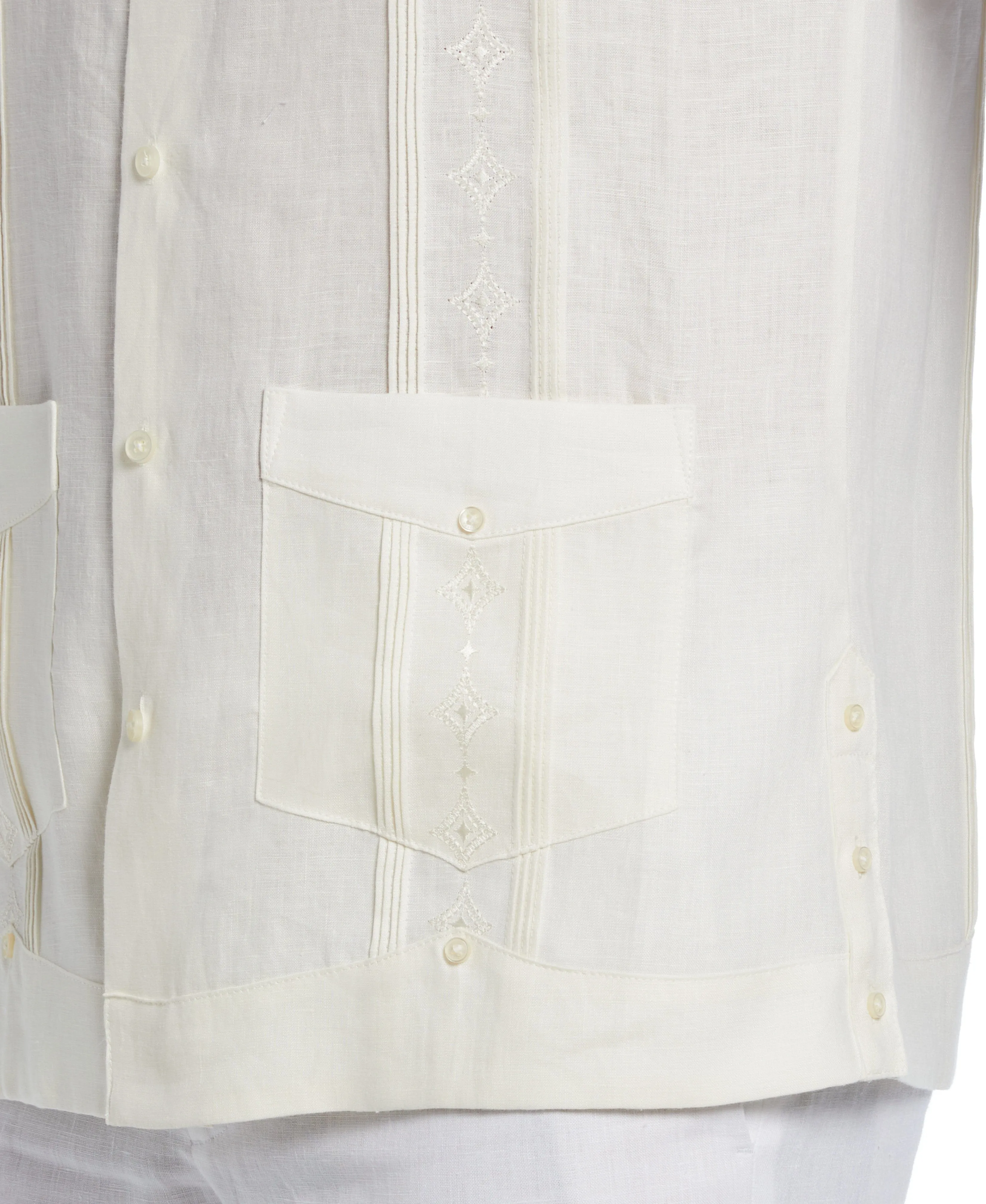 Linen Embroidered French Cuff Guayabera Shirt