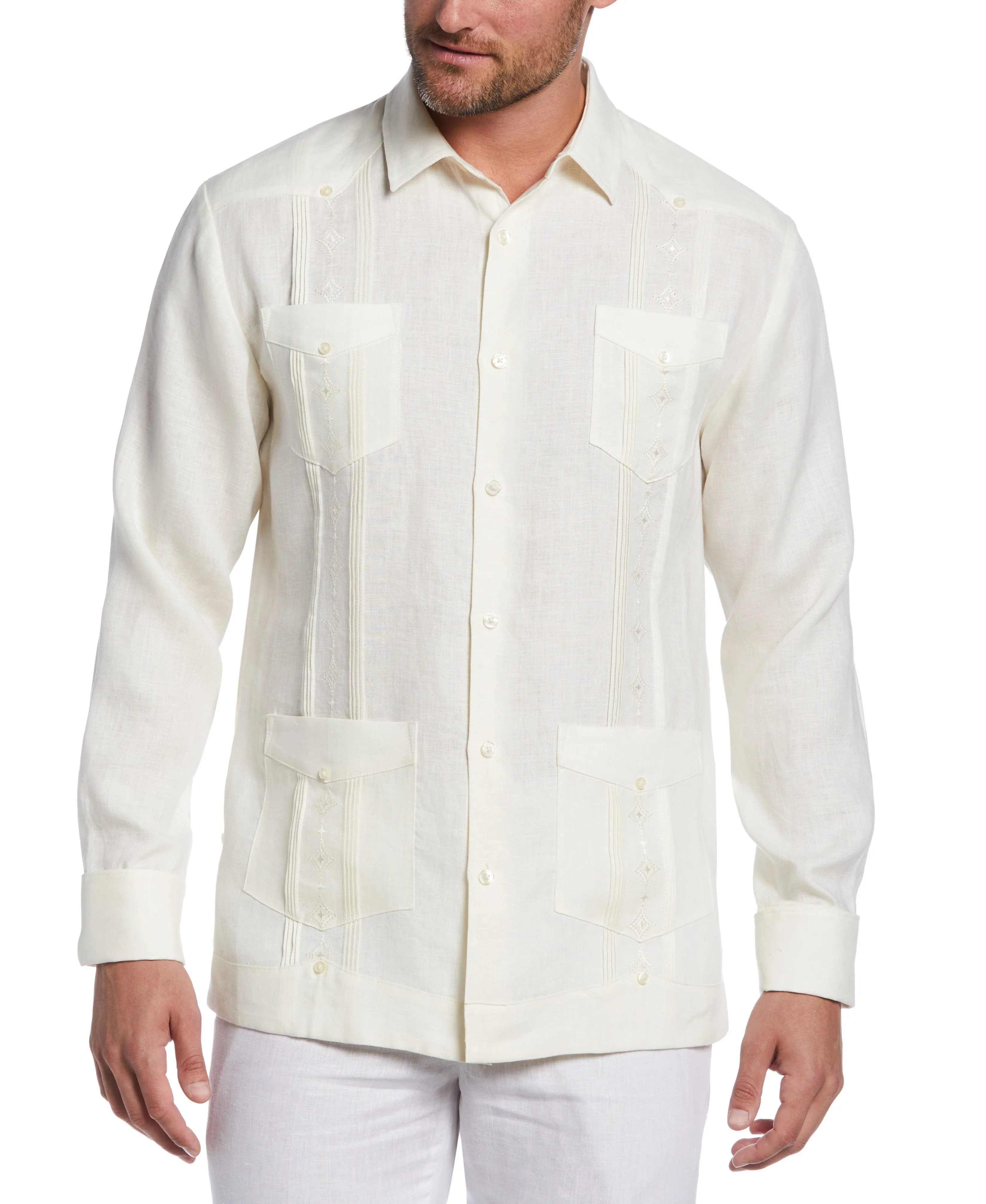 Linen Embroidered French Cuff Guayabera Shirt