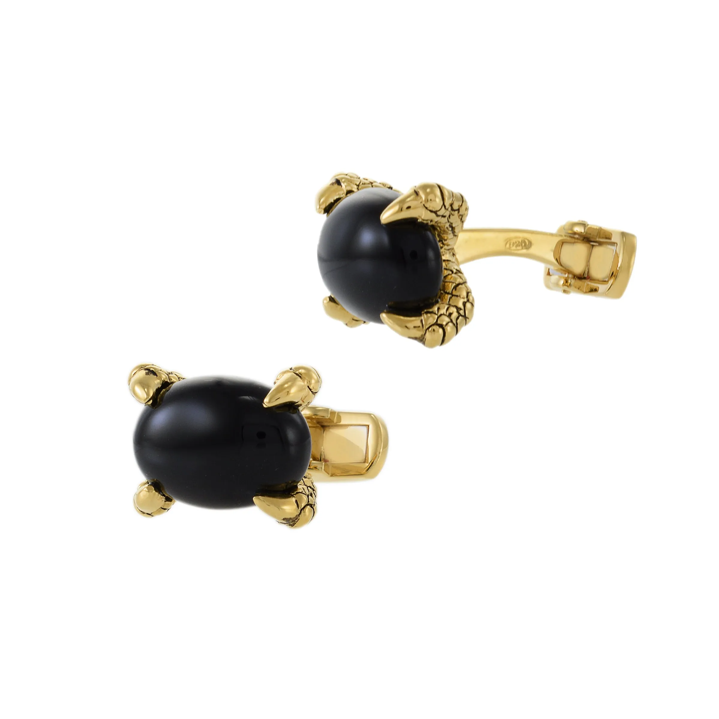 Louis Martin 18KT Yellow Gold Vermeil and Black Onyx Falcon Grip Cufflinks