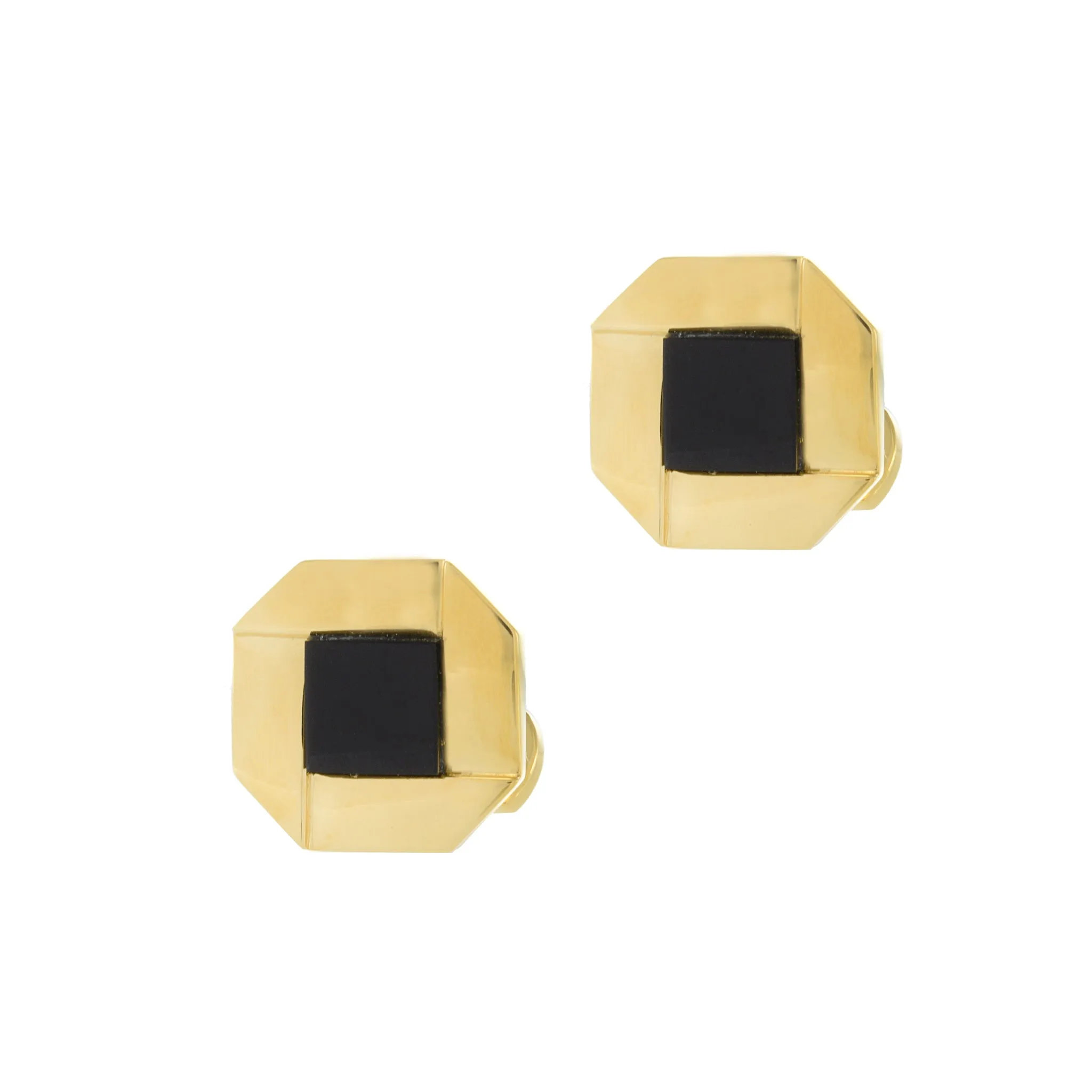 Louis Martin 18KT Yellow Gold Vermeil Black Onyx Square Cufflinks