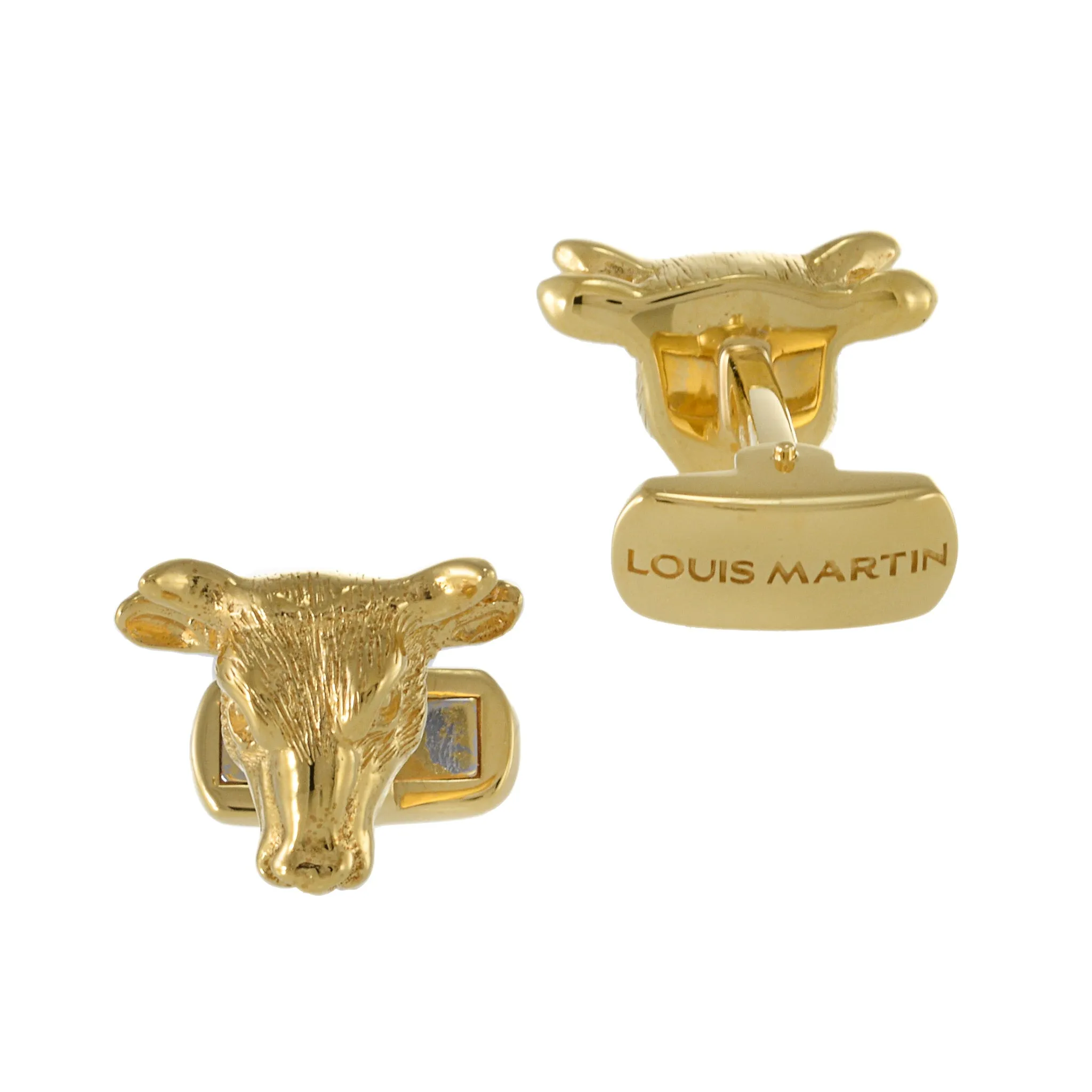 Louis Martin 18KT Yellow Gold Vermeil Bull Cufflinks