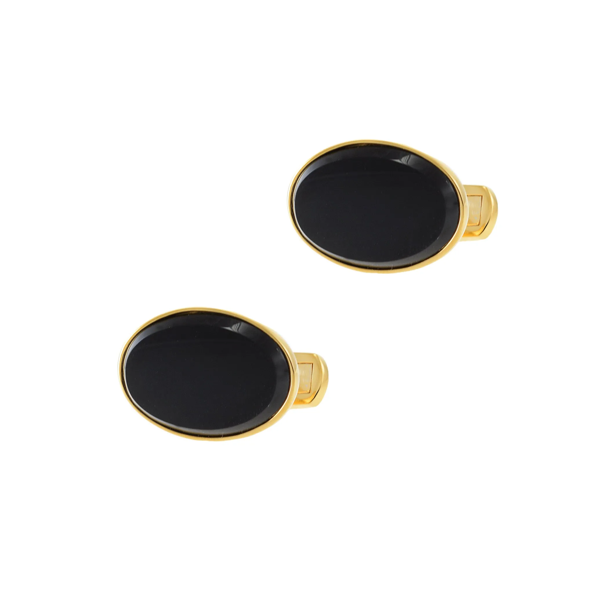 Louis Martin 18KT Yellow Gold Vermeil Oval Black Onyx Cufflinks