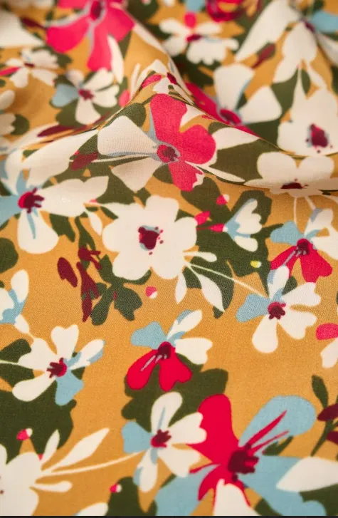 Lovely Multicolored Tiny Floral Pattern Printed Natural Crepe Silk Fabric