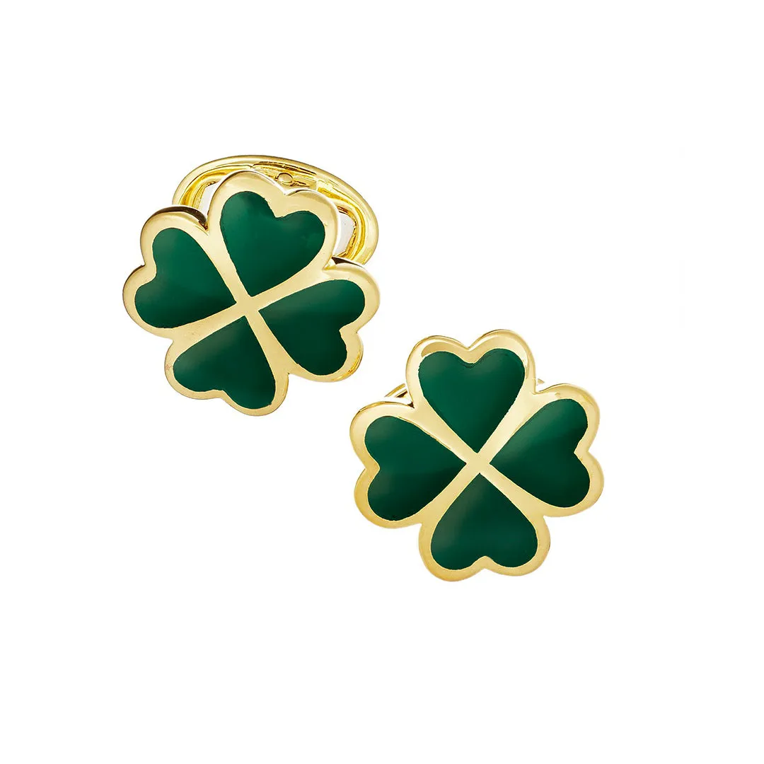 Lucky Four Leaf Clover Gold Vermeil Cufflinks