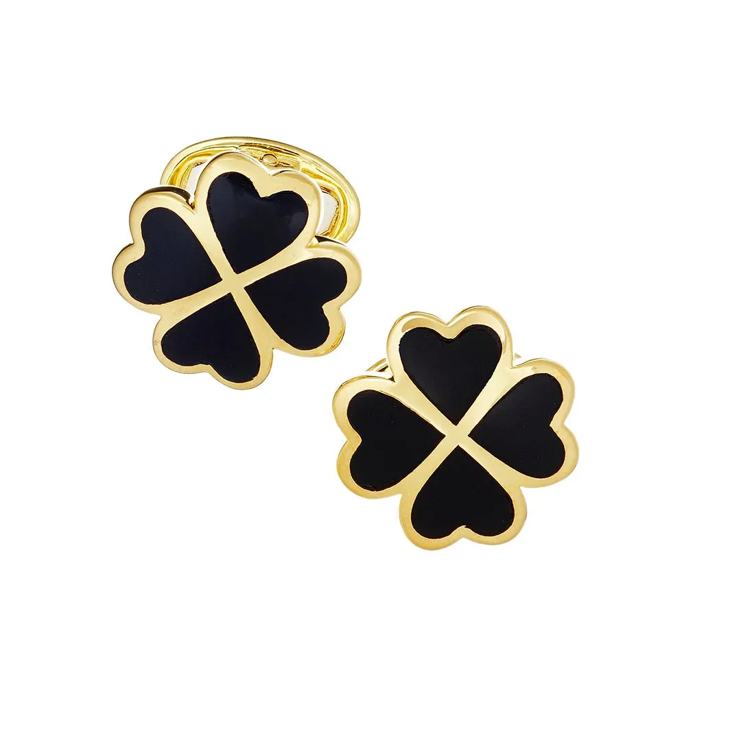 Lucky Four Leaf Clover Gold Vermeil Cufflinks